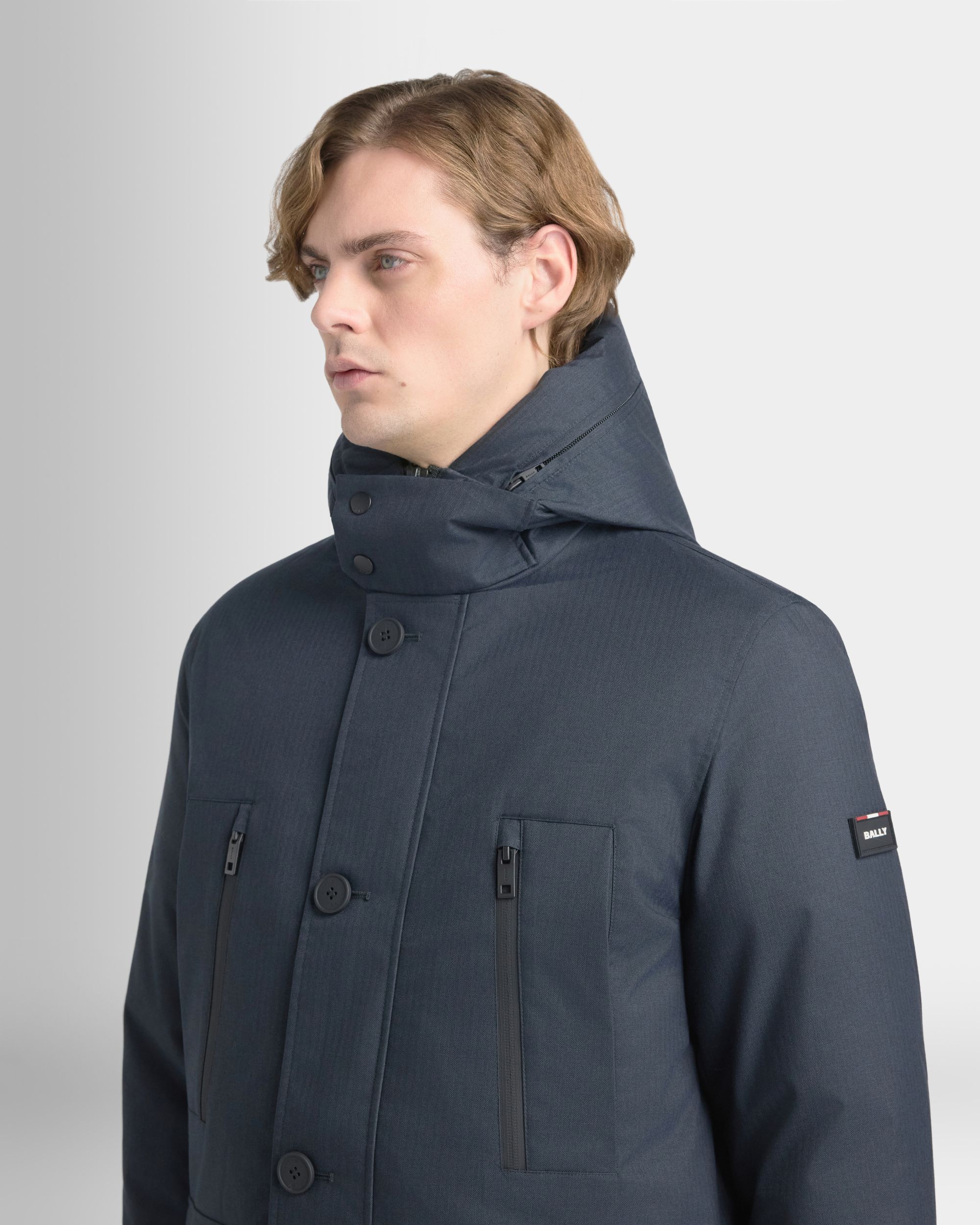 Bally Global - Medium Length Parka in Navy Blue Polyester - Blue