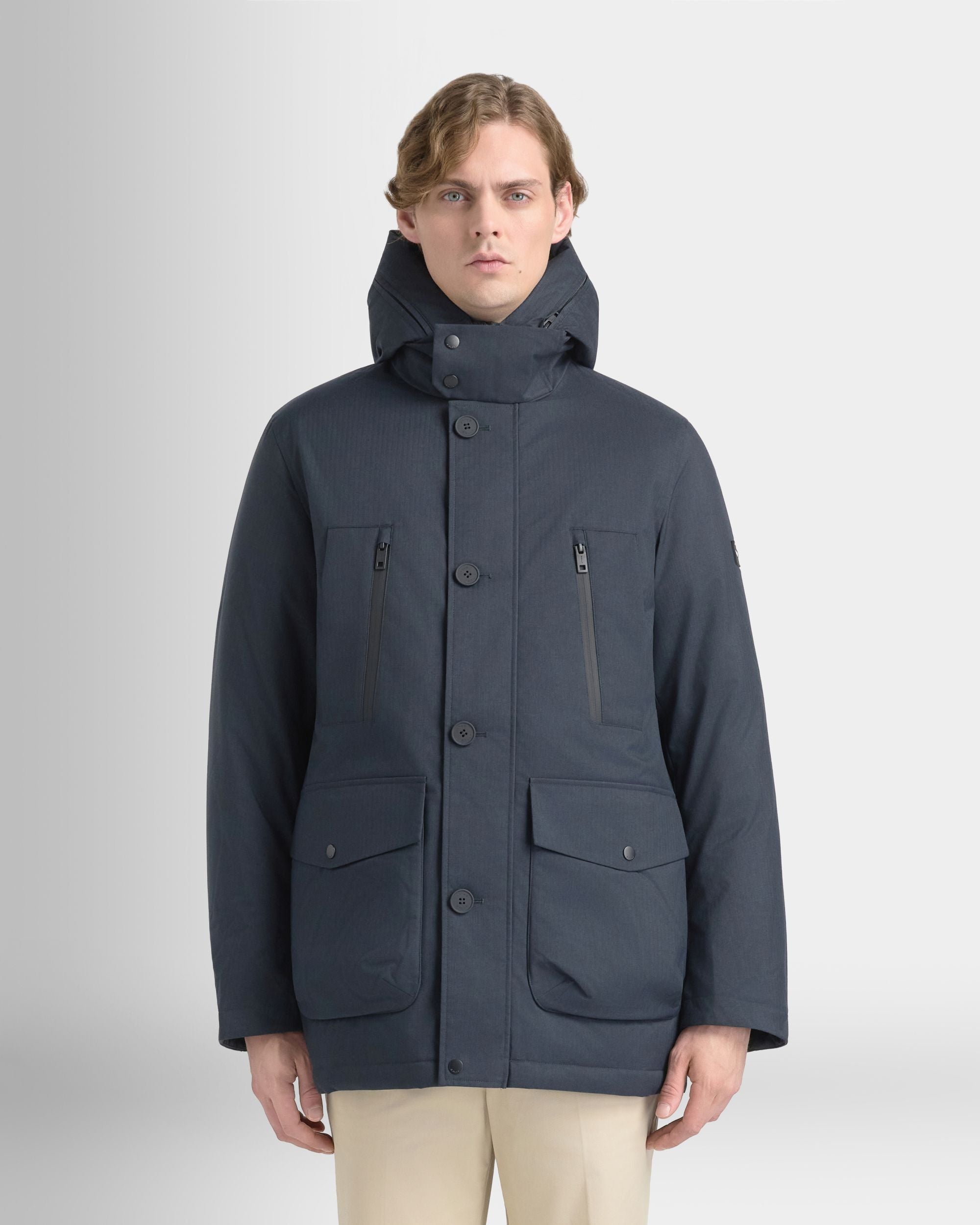 Bally Global - Medium Length Parka in Navy Blue Polyester - Blue