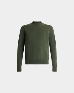 Crewneck Sweater in Military Green Wool