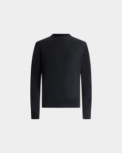 Crewneck Sweater in Black Wool
