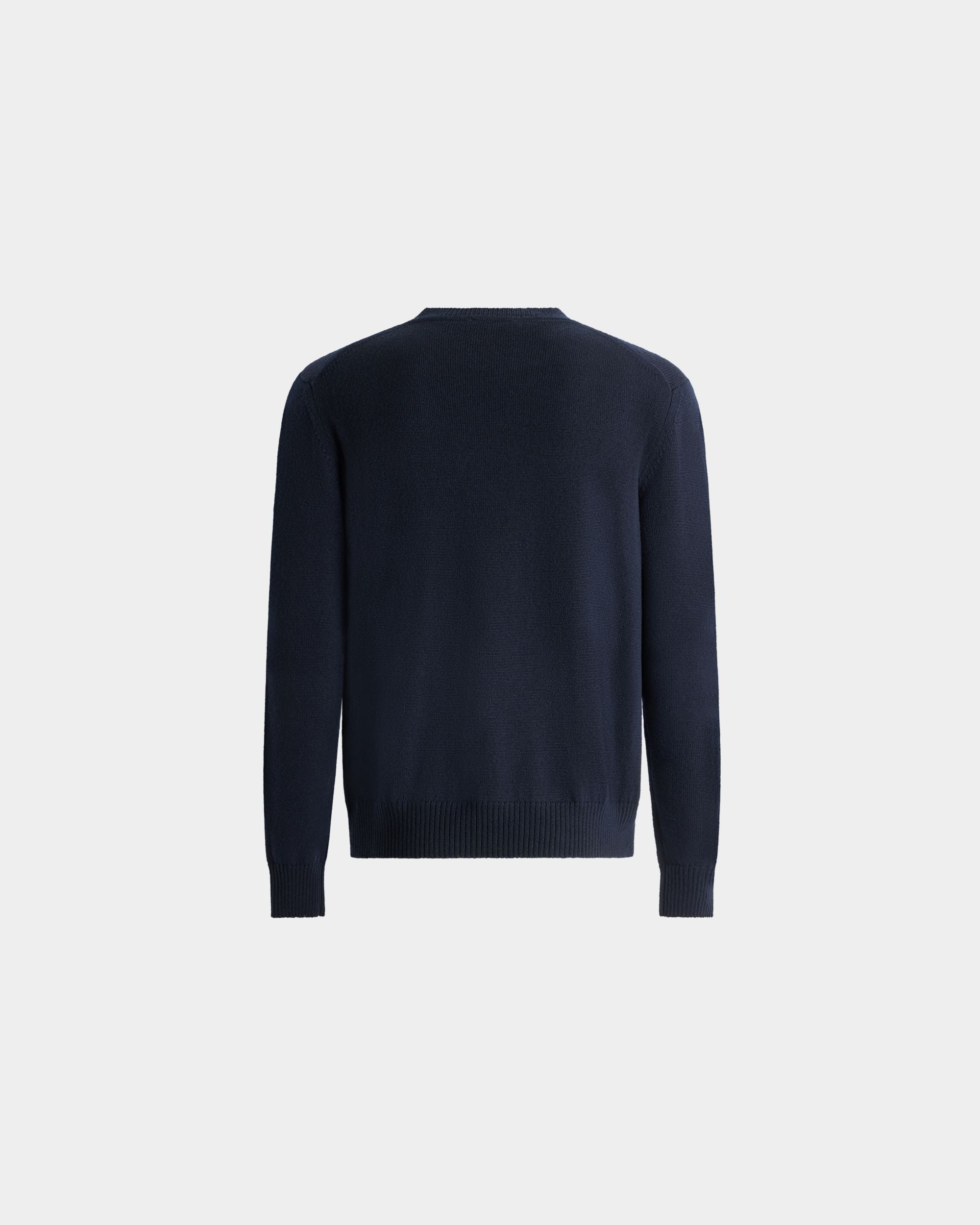 Bally Global - Crewneck Sweater in Navy Blue Wool - Blue