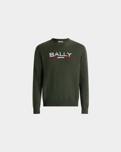Crewneck Sweater in Military Green Wool