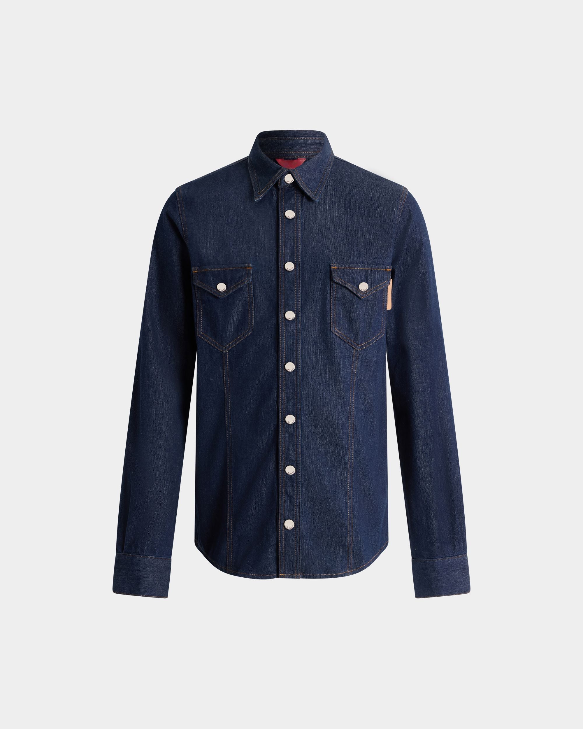 Bally Global - Shirt in Medium Blue Cotton Denim - Blue