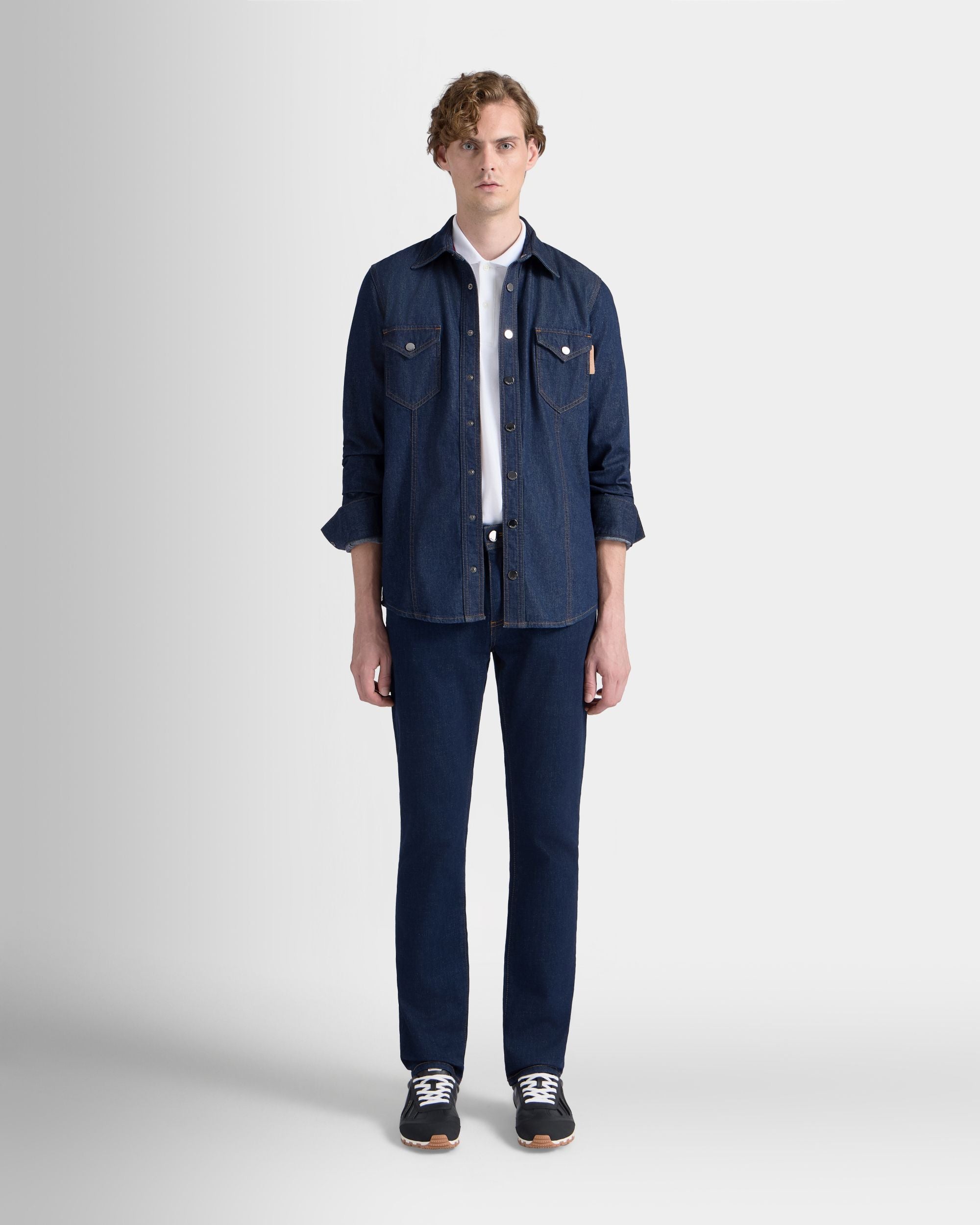 Bally Global - Shirt in Medium Blue Cotton Denim - Blue