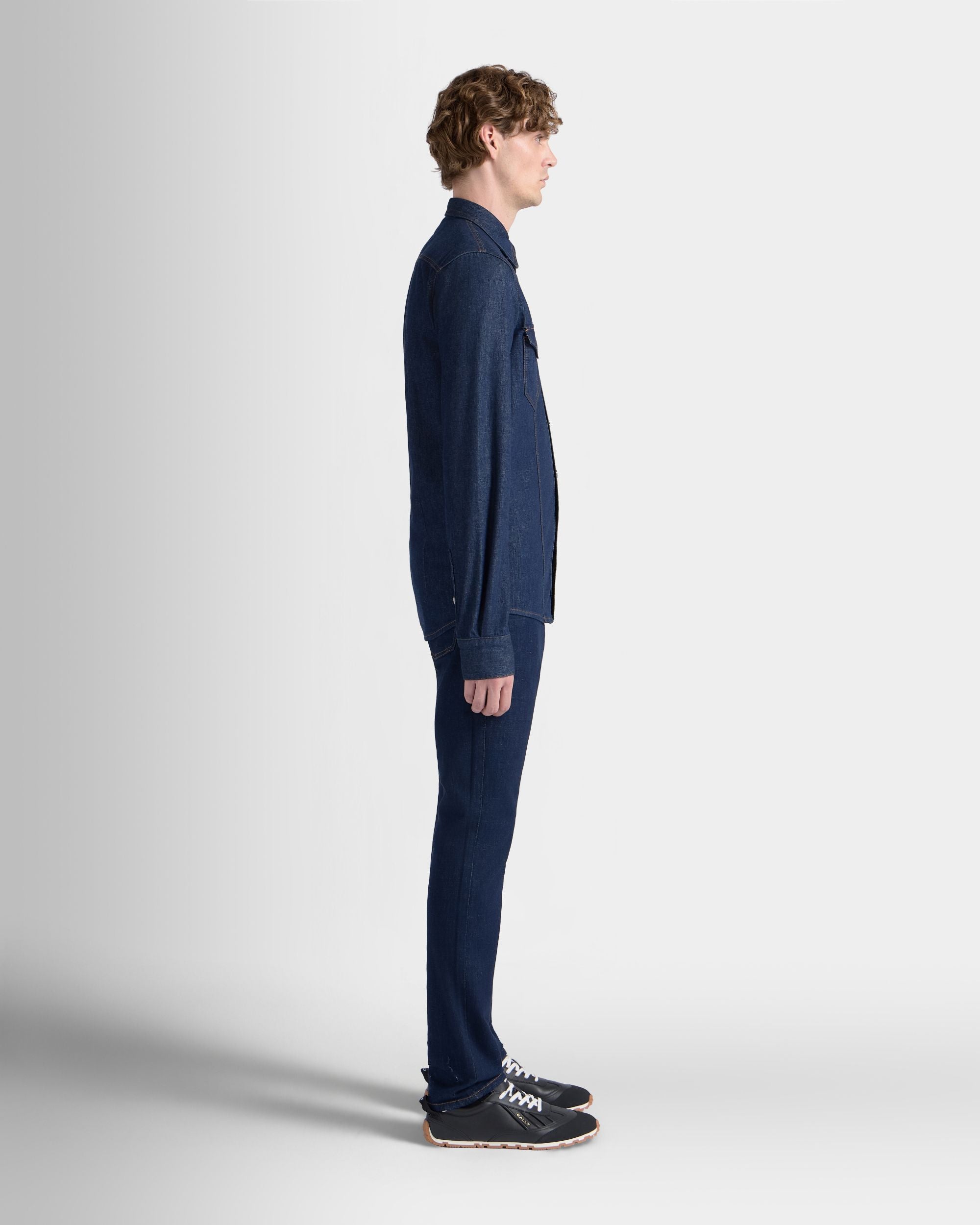 Bally Global - Shirt in Medium Blue Cotton Denim - Blue