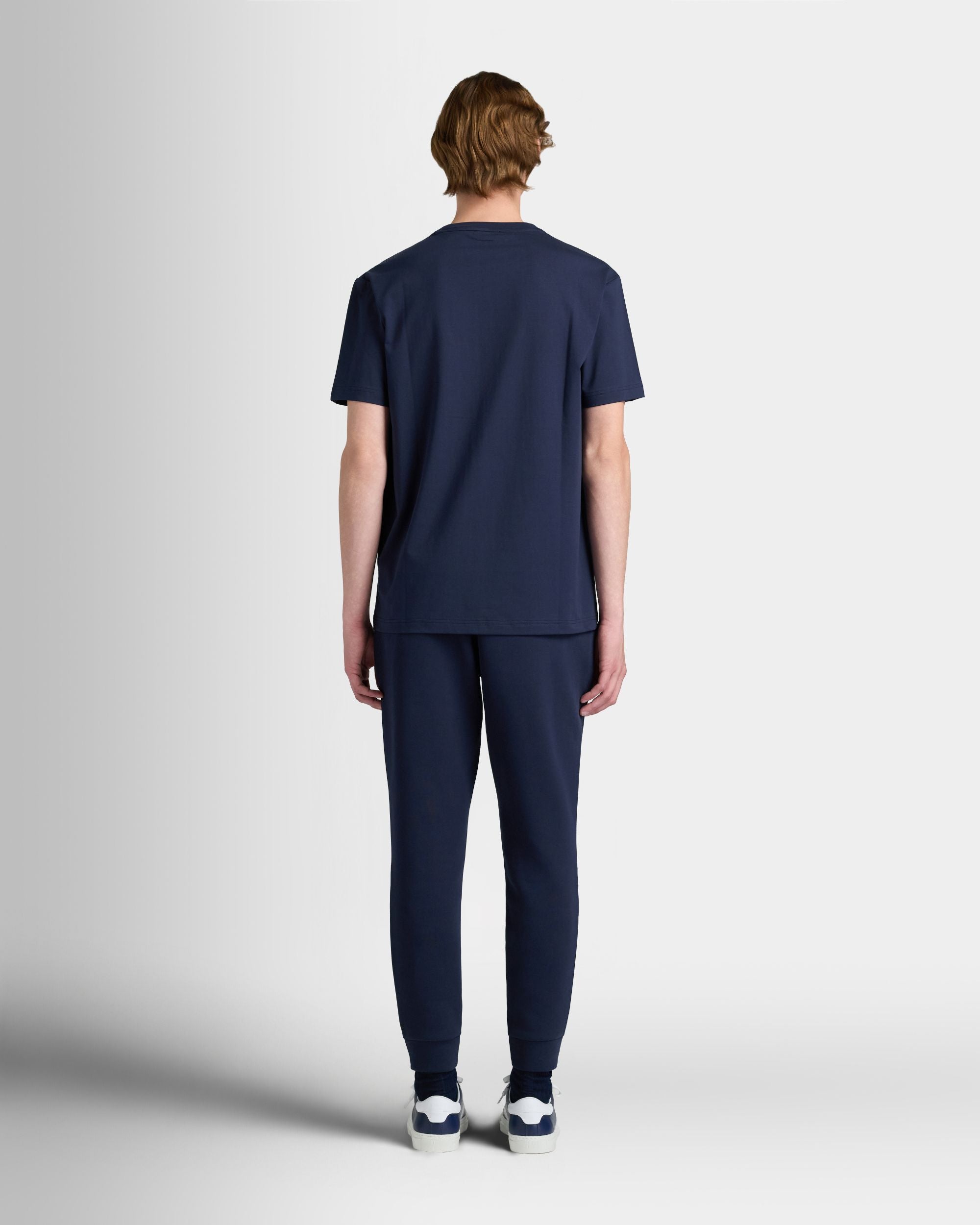 Bally Global - T-Shirt in Navy Blue Cotton Interlock - Blue