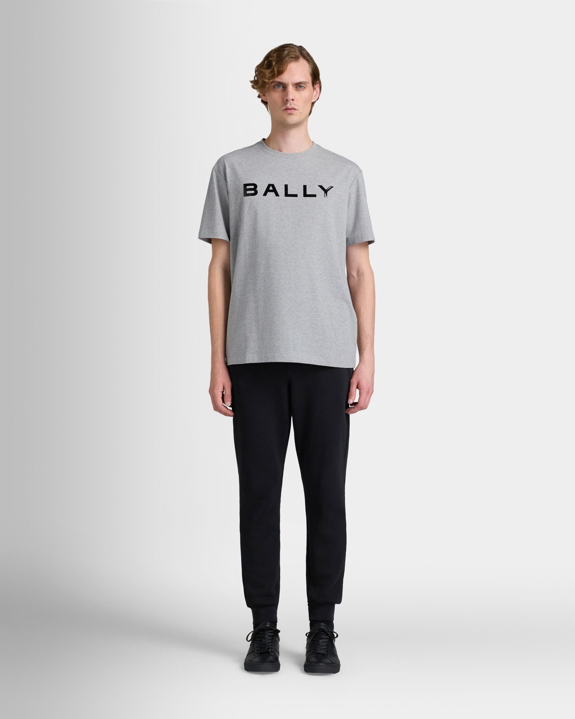 Bally Global - T-Shirt in Grey Mélange Cotton Interlock - Grey
