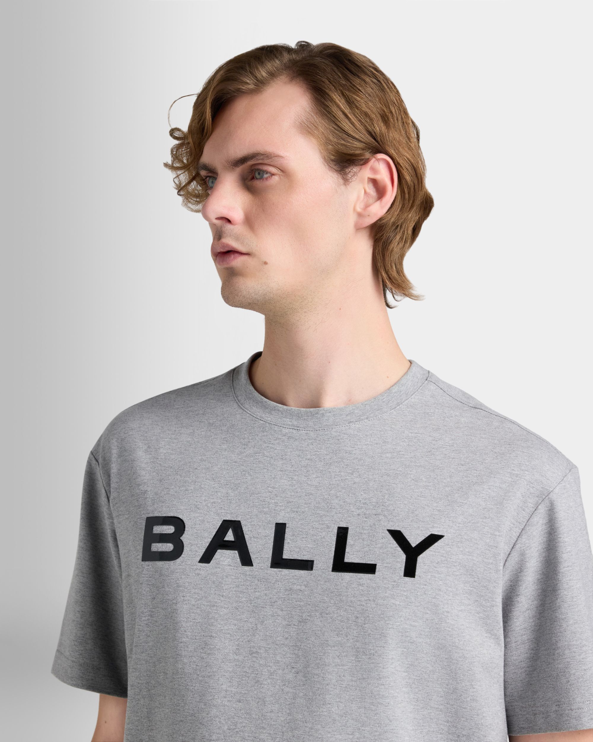 Bally Global - T-Shirt in Grey Mélange Cotton Interlock - Grey