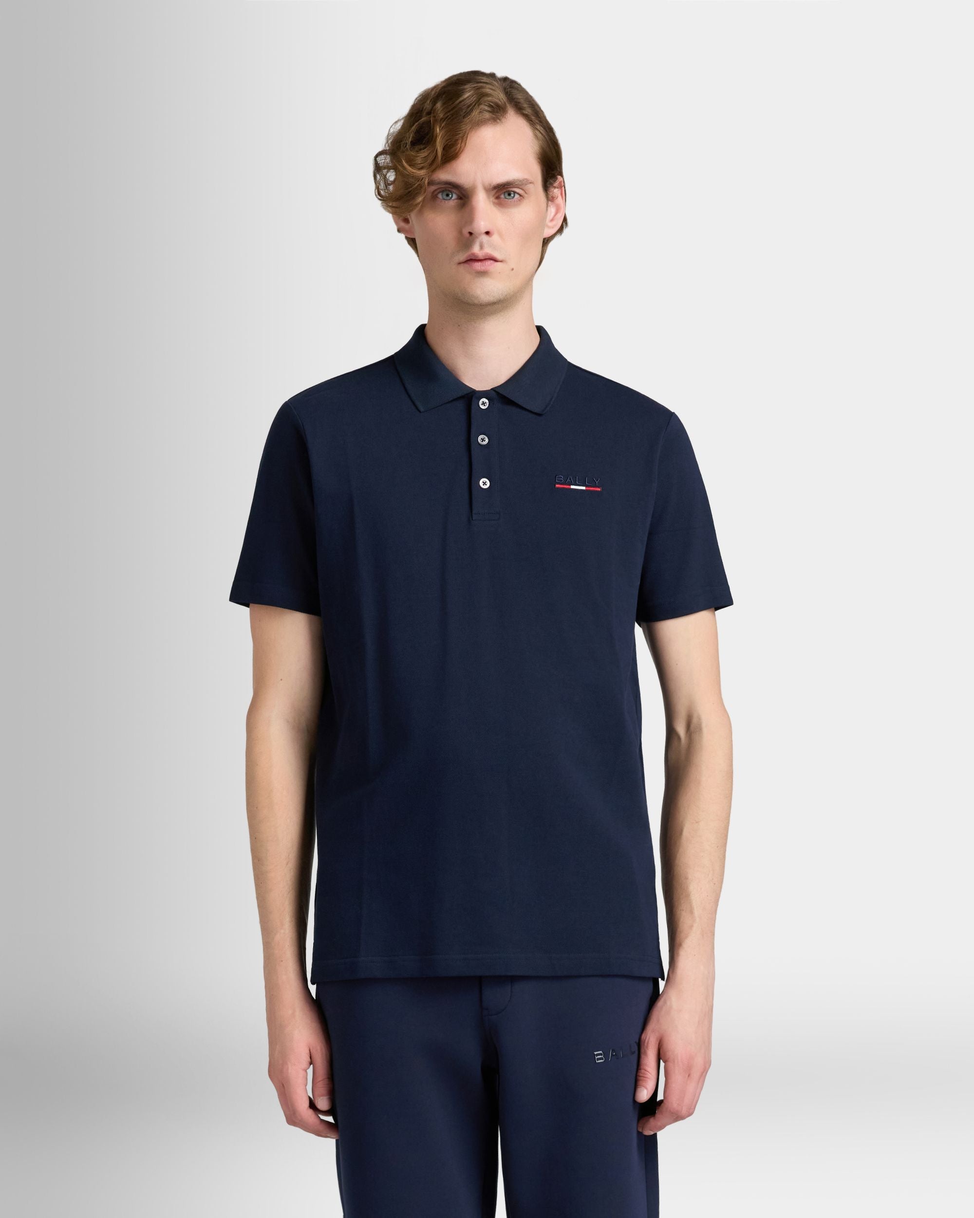 Bally Global - Polo Shirt in Navy Blue Cotton - Blue