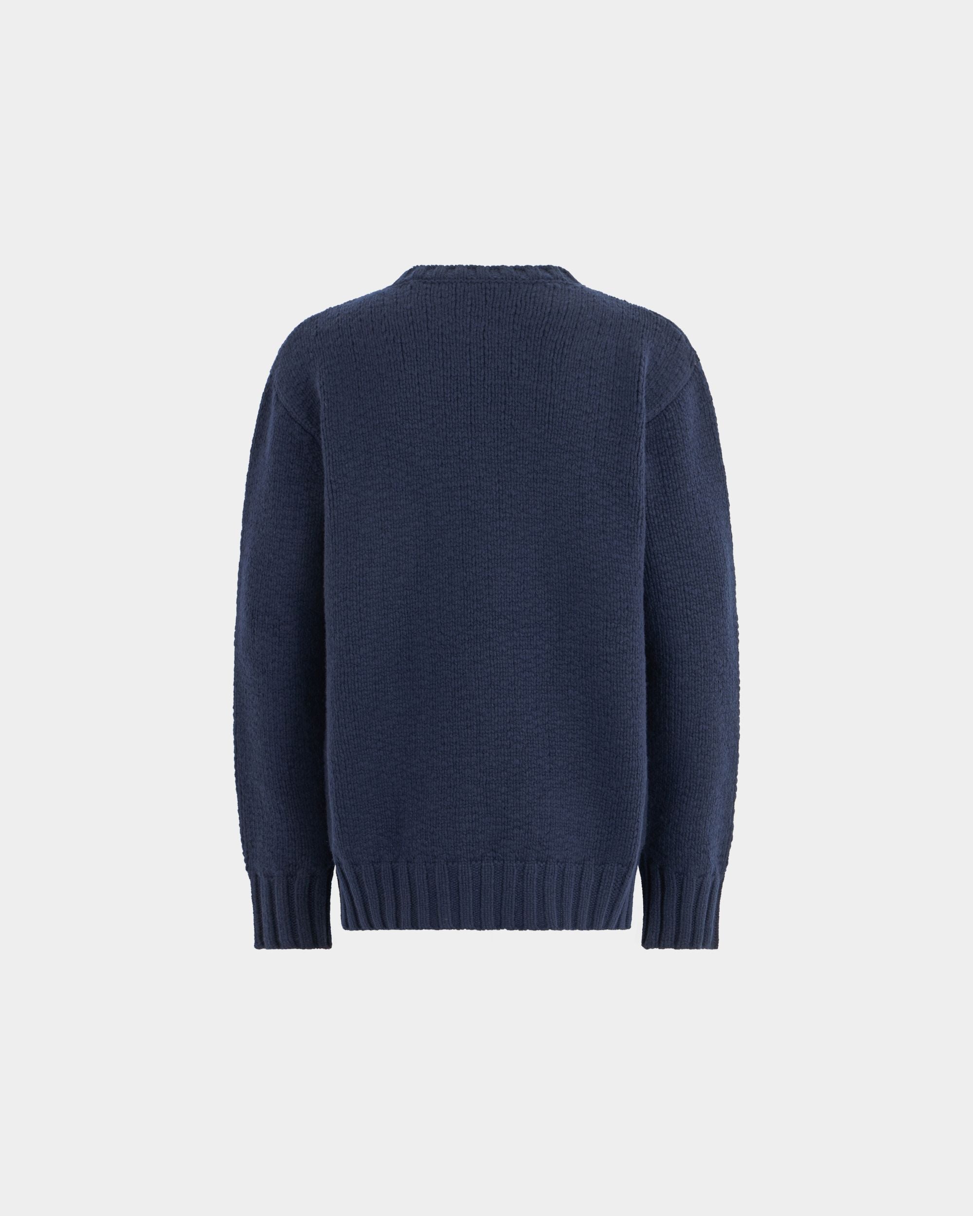 Bally Global - Weihnachtspullover mit Rundhalsausschnitt aus marineblauer Wolle mit Bally-Logo und Eichhörnchen - Blue