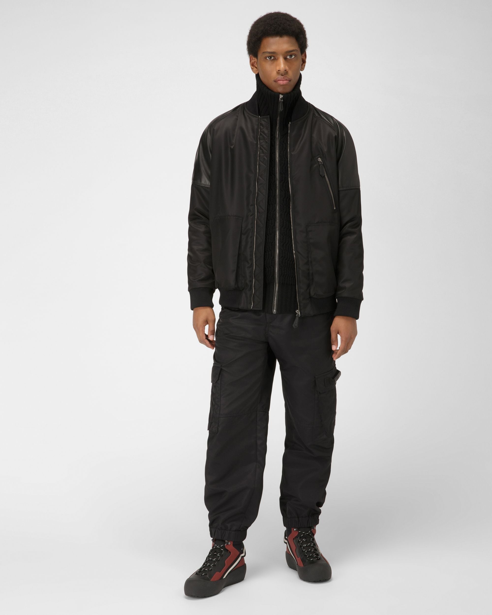 Bally Global - Clyde Leather Snow Boots In Black & Heritage Red - Negro