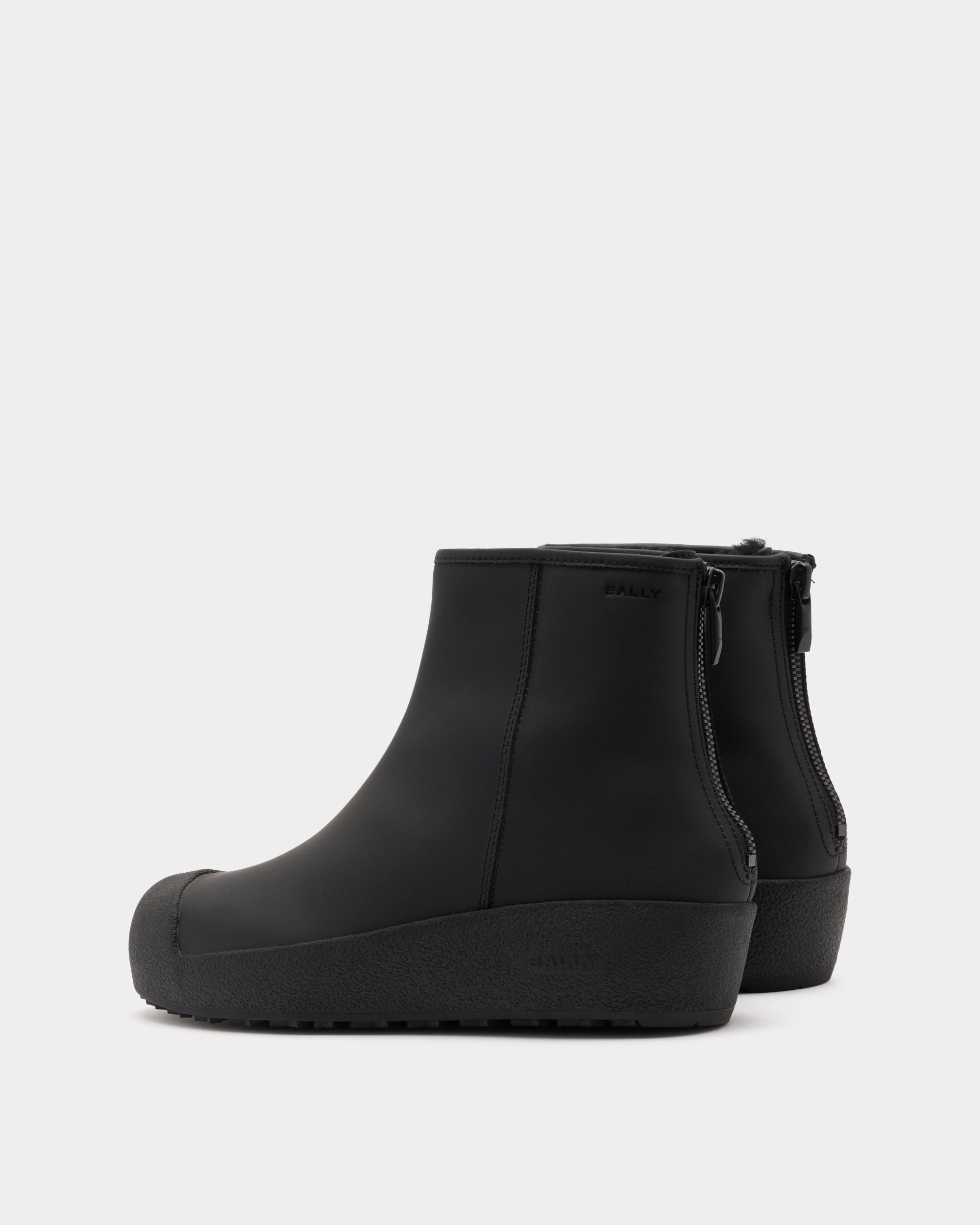 Bally Global - Bottine Bally Curling en cuir noir caoutchouté - Noir