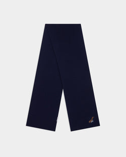 Écharpe de Noël en laine bleu marine avec logo Bally et écureuil