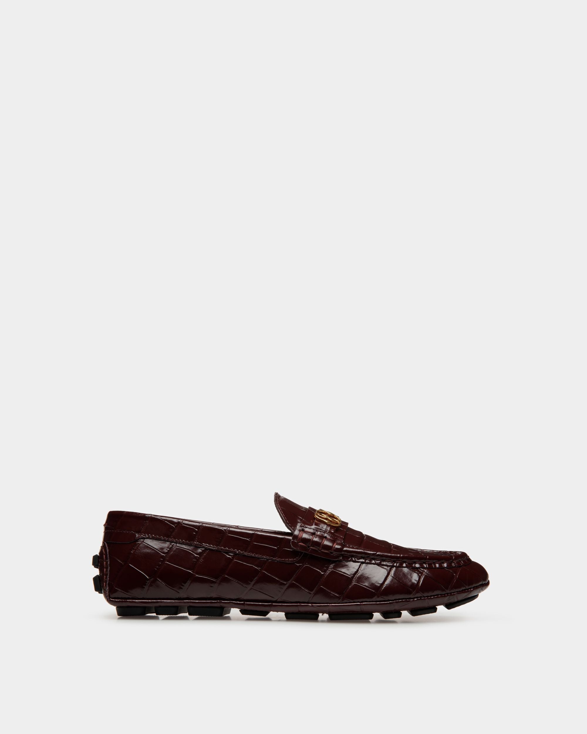 Bally Global - Kerbs Driver In Brown Crocodile Print Leather - Brown
