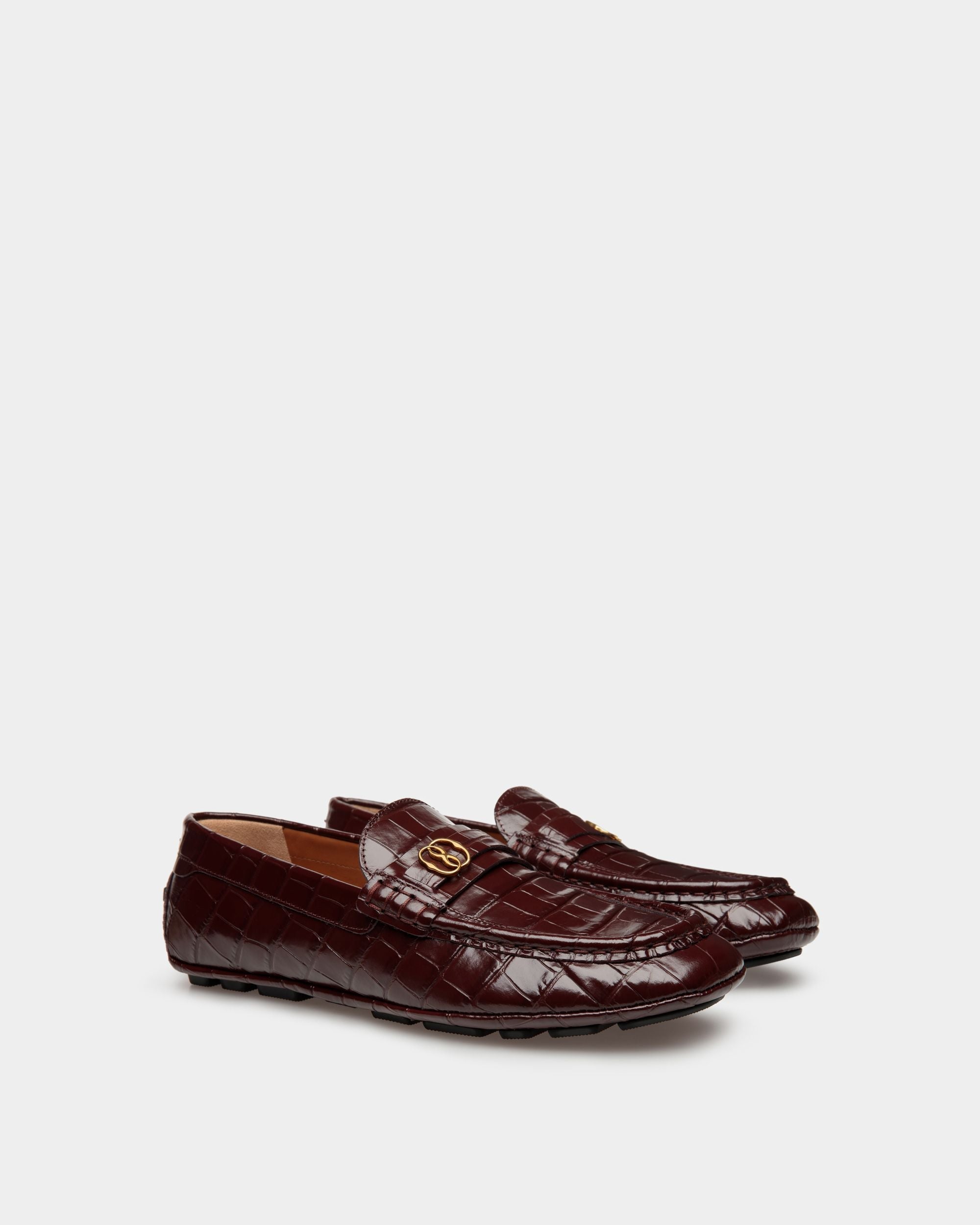 Bally Global - Kerbs Driver In Brown Crocodile Print Leather - Brown