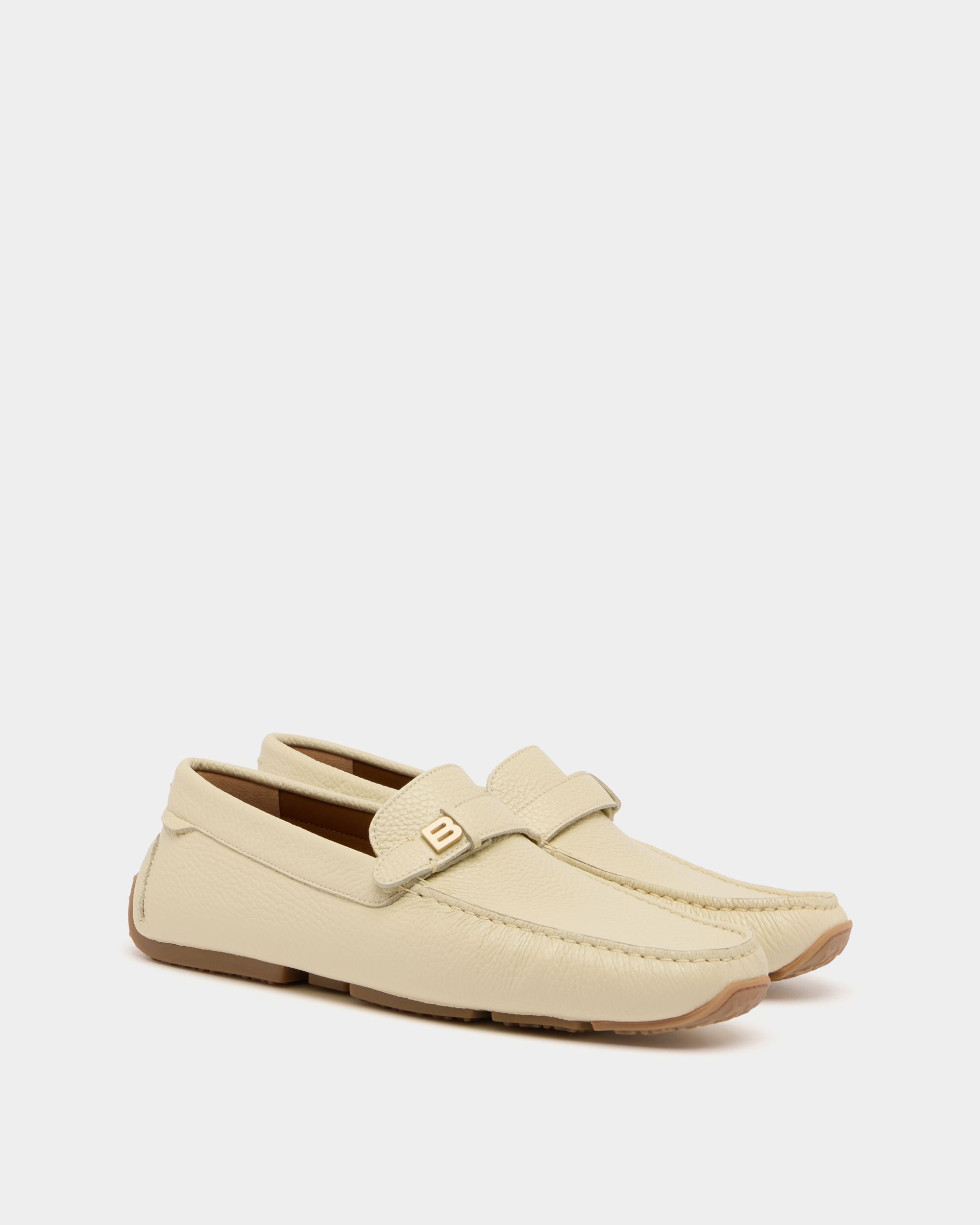 Bally Global - Pilot Driver in Ivory Grained Leather - White