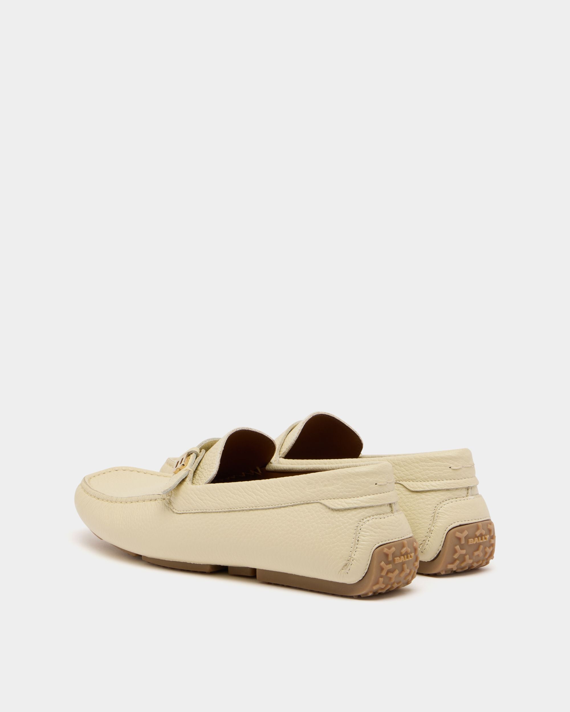 Bally Global - Pilot Driver in Ivory Grained Leather - White