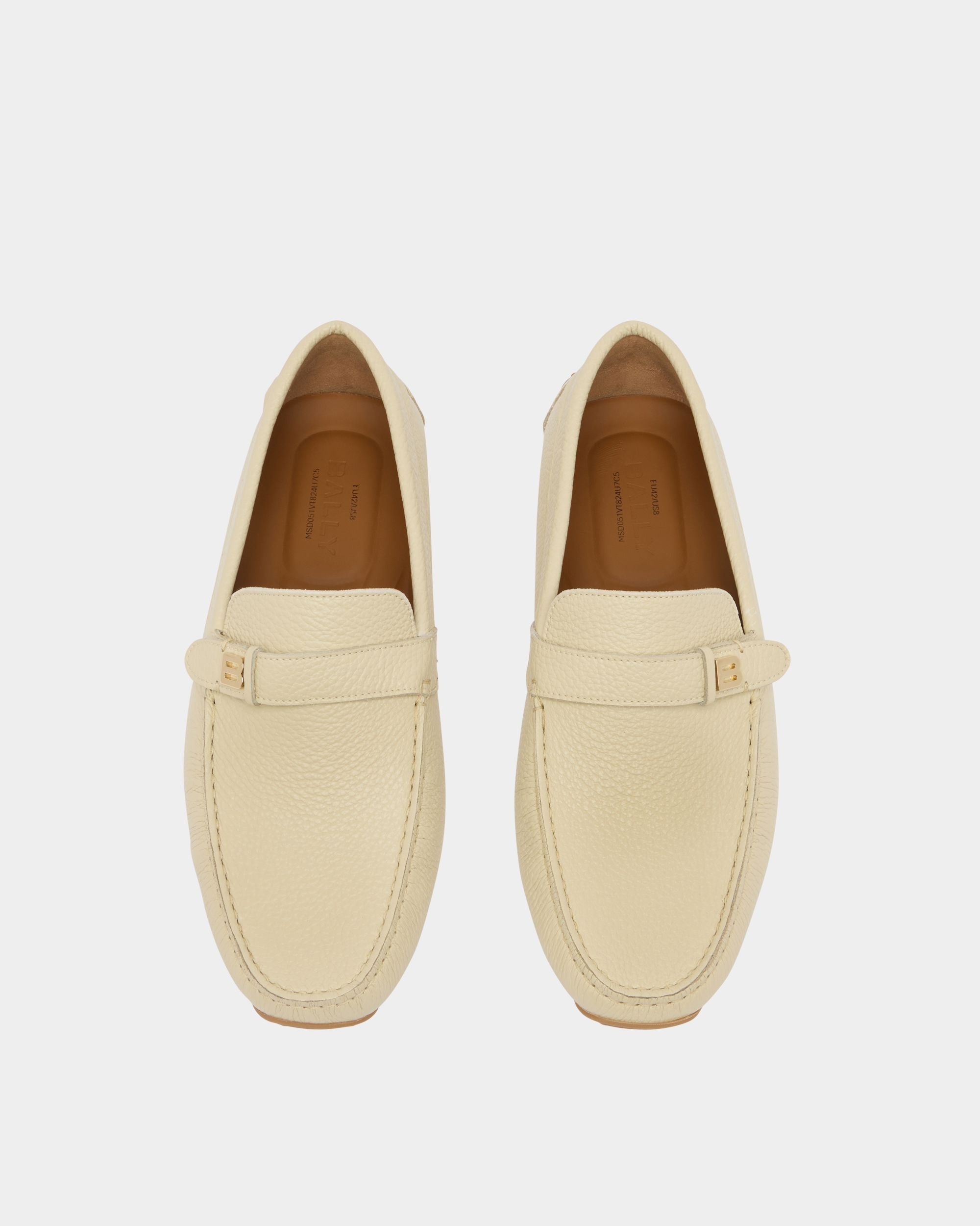 Bally Global - Pilot Driver in Ivory Grained Leather - White