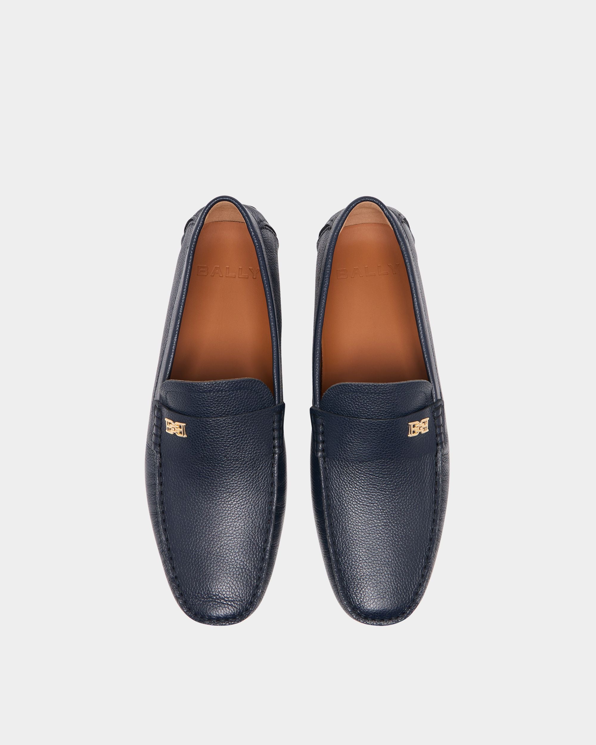 Bally Global - Buckle Driver in Blue Grained Leather - Blue