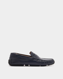 Chaussure Driver Pilot En Cuir Navy Blue