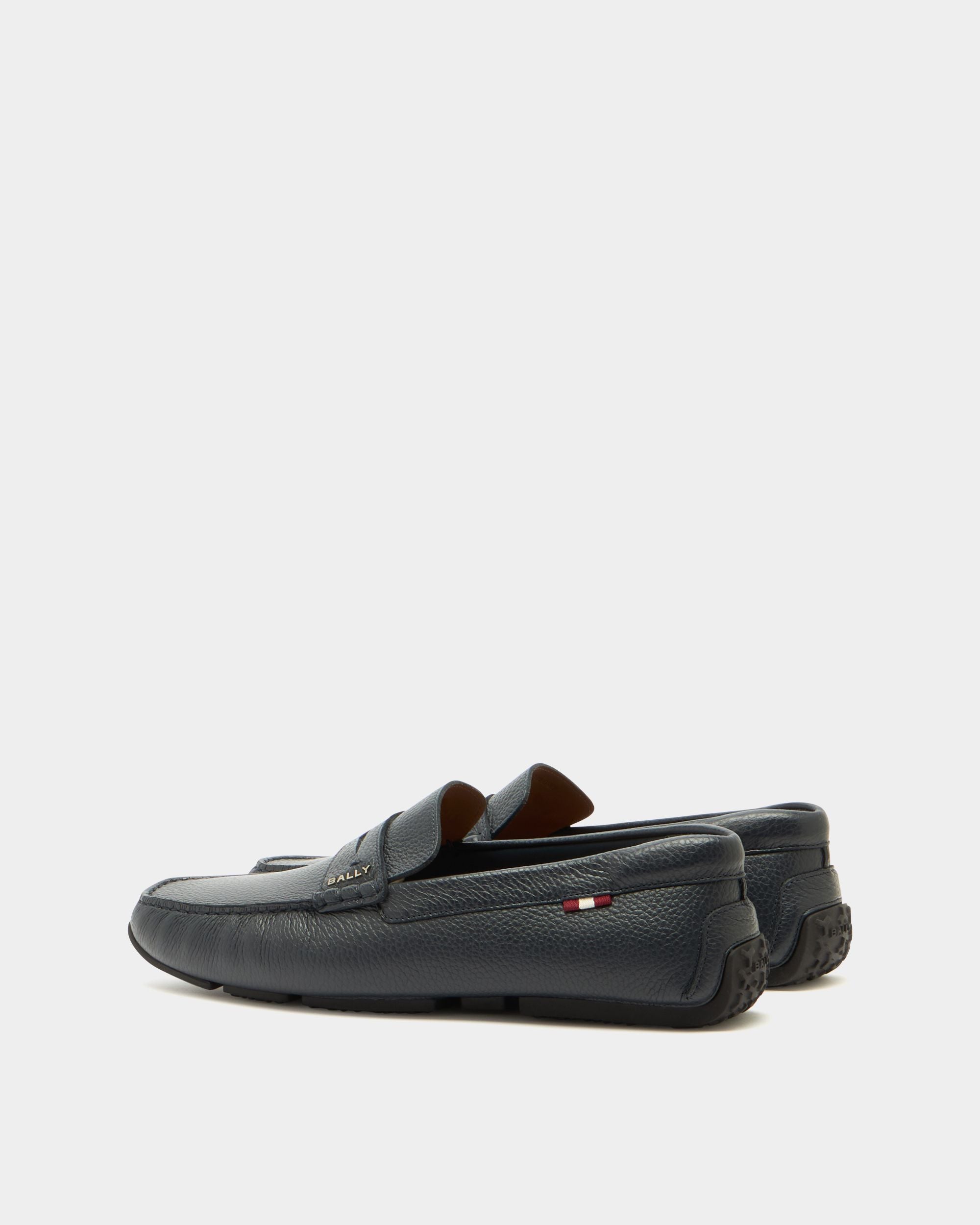 Men's Blue Pilot Driver in Navy Blue Grained Leather | Bally Global US