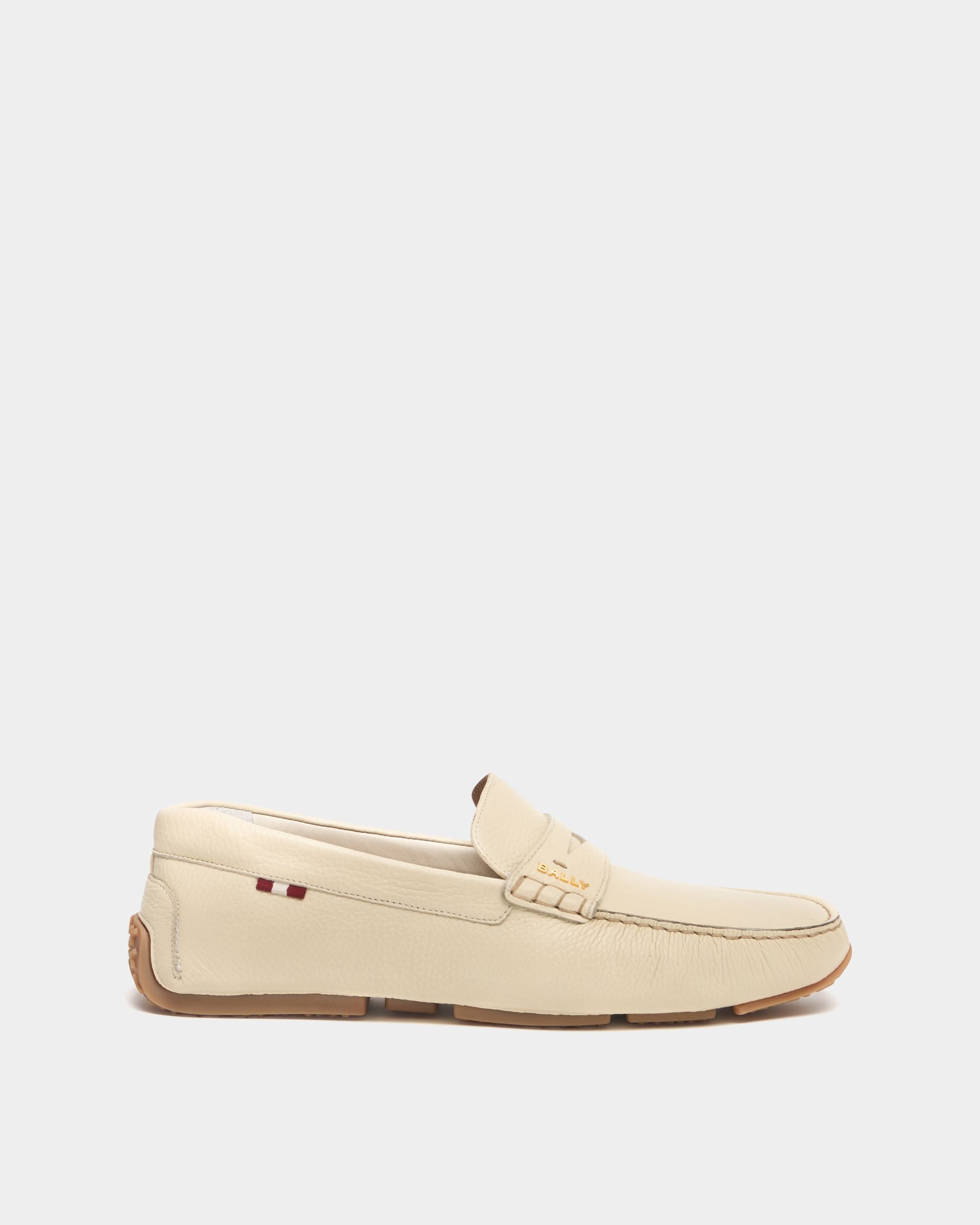 Bally Global - Pilot Driver in Ivory Grained Leather - Blue