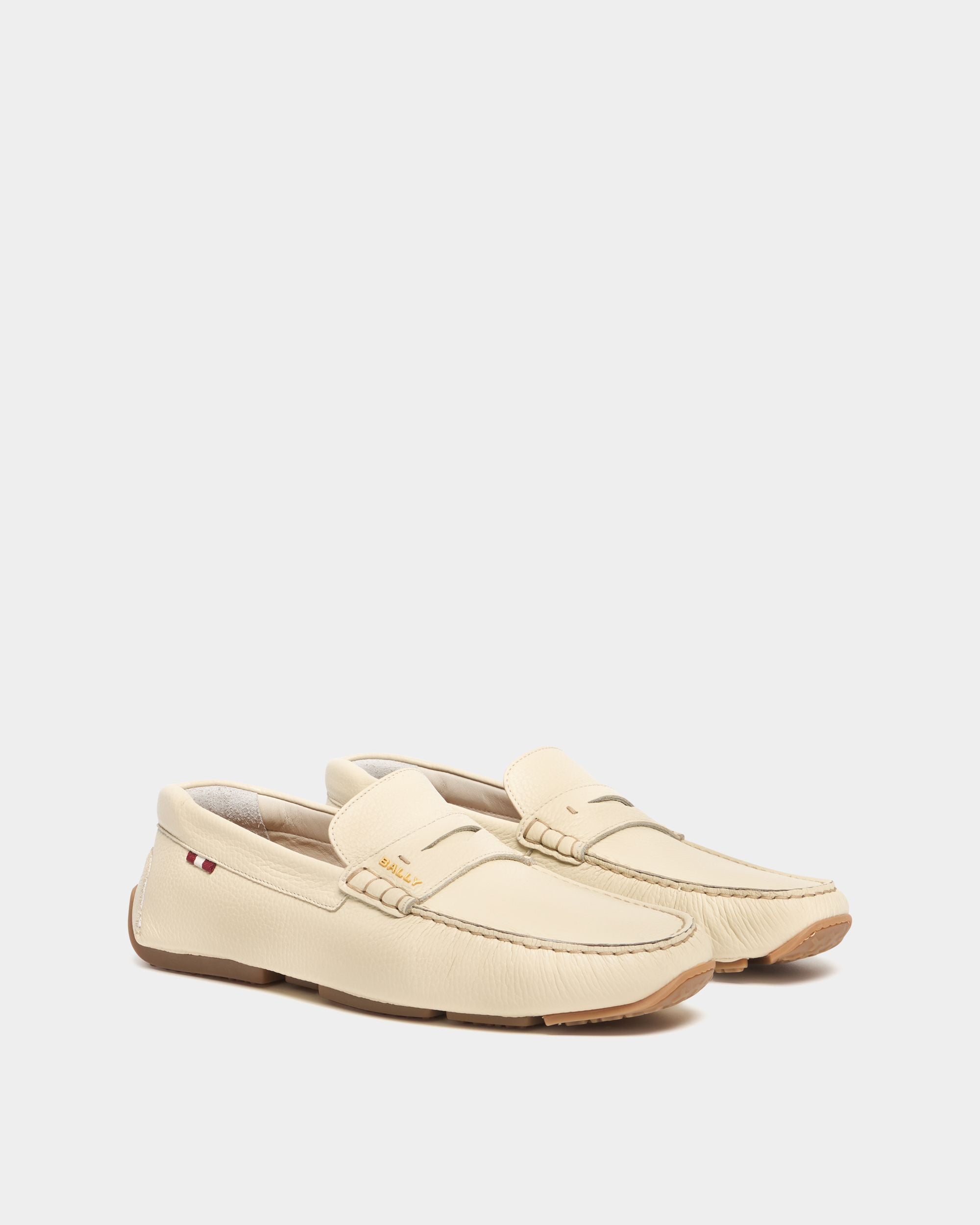 Bally Global - Pilot Driver in Ivory Grained Leather - Blue