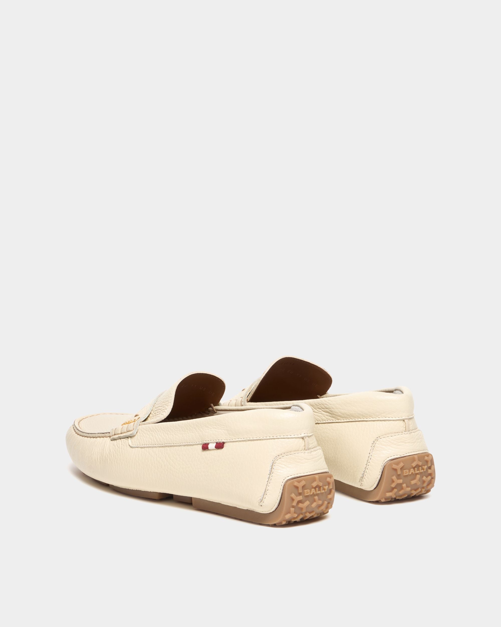 Bally Global - Pilot Driver in Ivory Grained Leather - Blue
