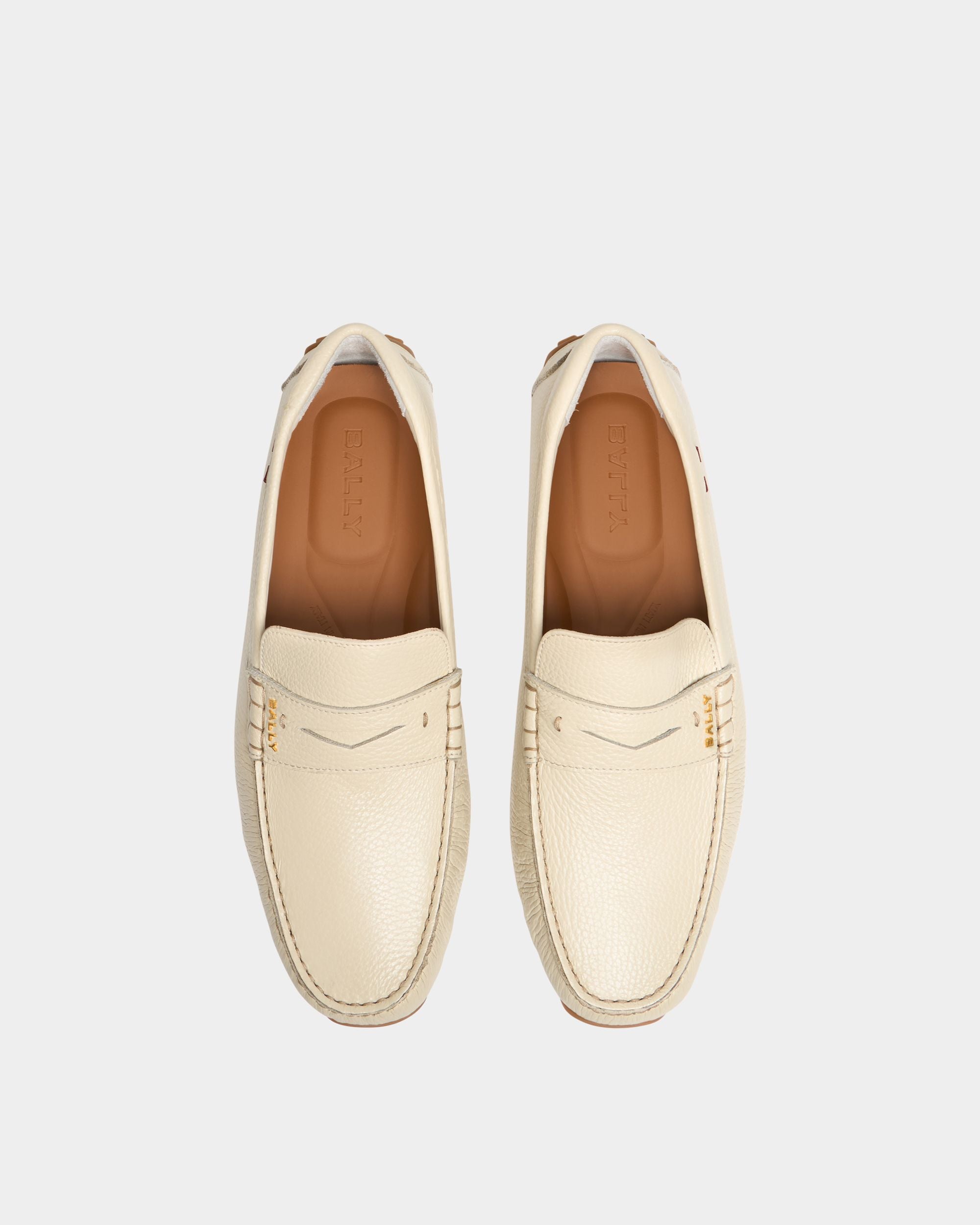 Bally Global - Pilot Driver in Ivory Grained Leather - Blue