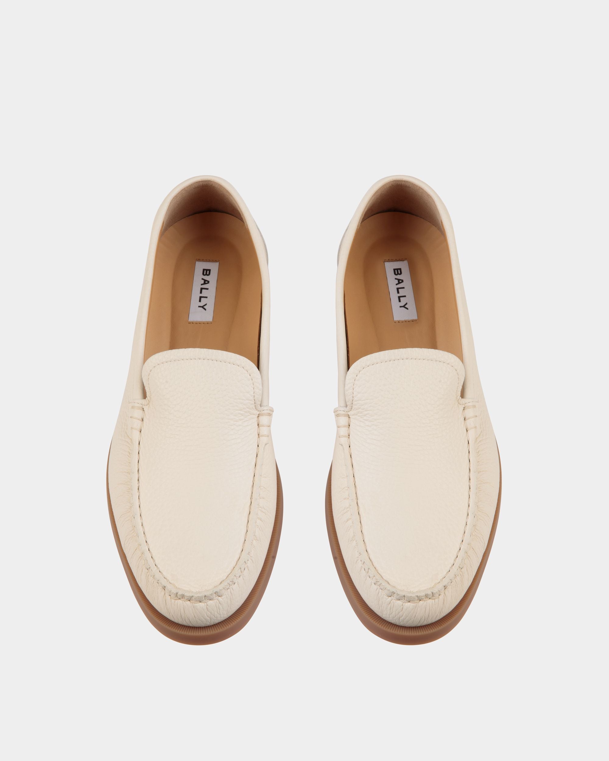 Bally Global - Mocasín Nelson De Piel De Ciervo Hueso - Blanco