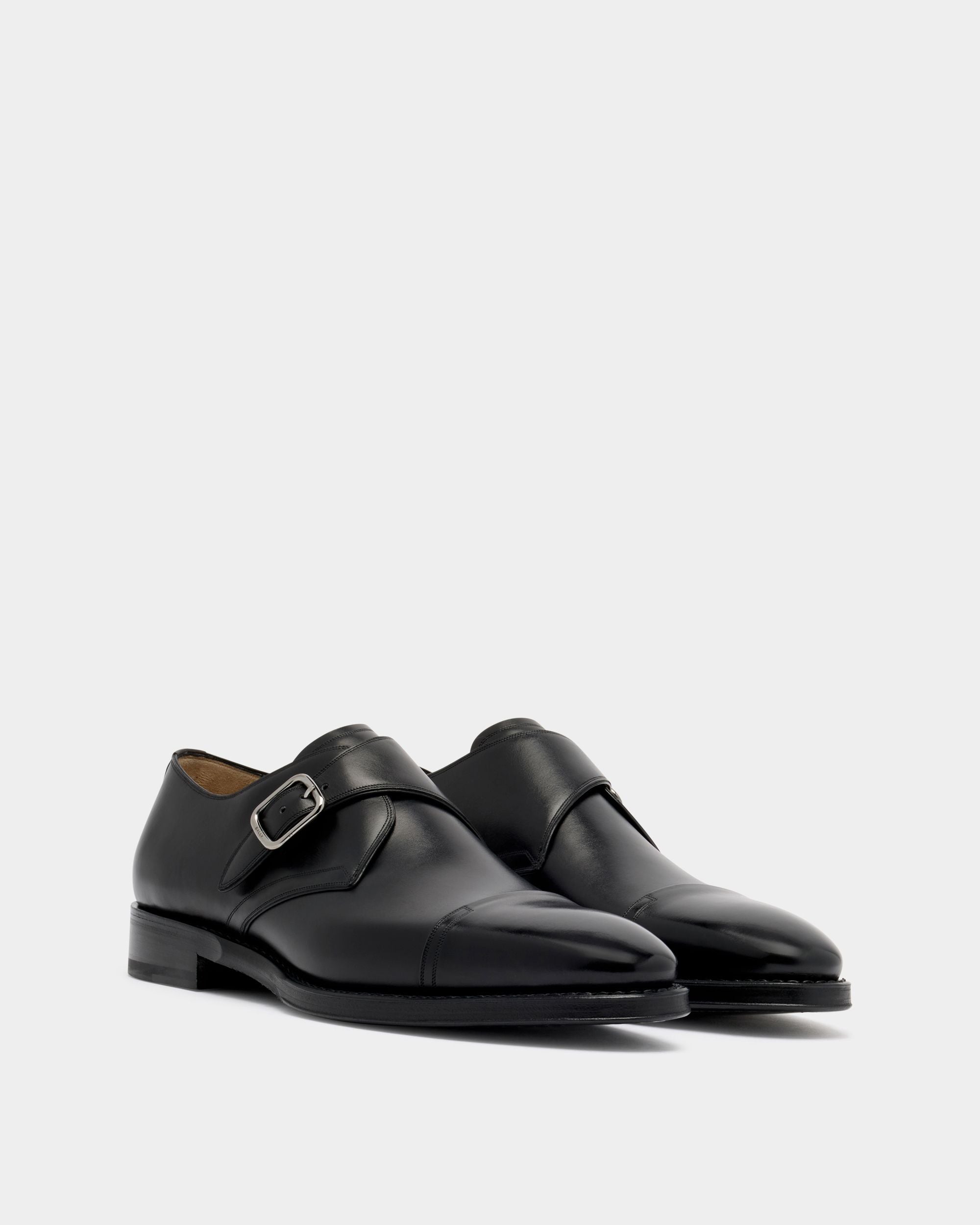 Bally Global - Scarpa Monk Scribe Un In Pelle Nera - Nero