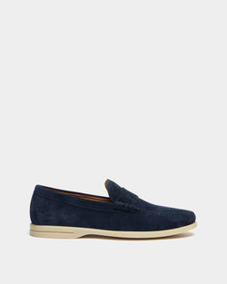Switz Moc Loafer in Navy Blue Suede