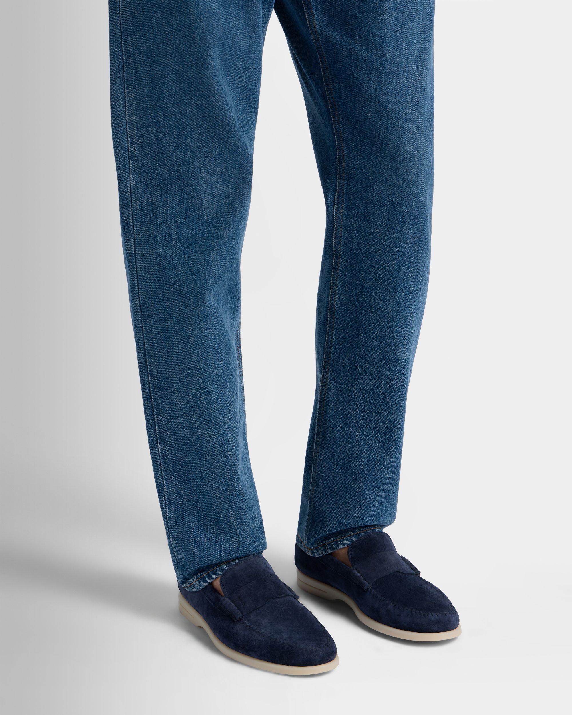 Bally Global - Switz Moc Loafer in Navy Blue Suede - Blue