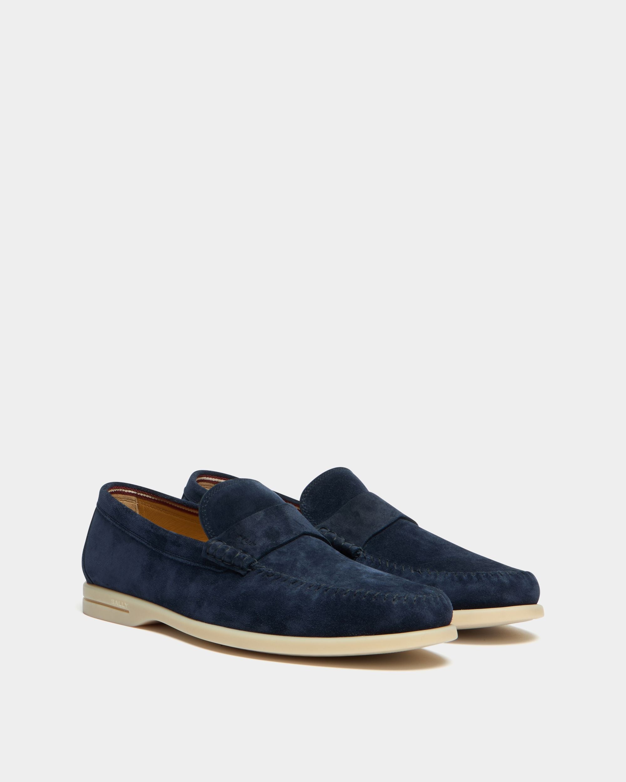 Bally Global - Switz Moc Loafer in Navy Blue Suede - Blue