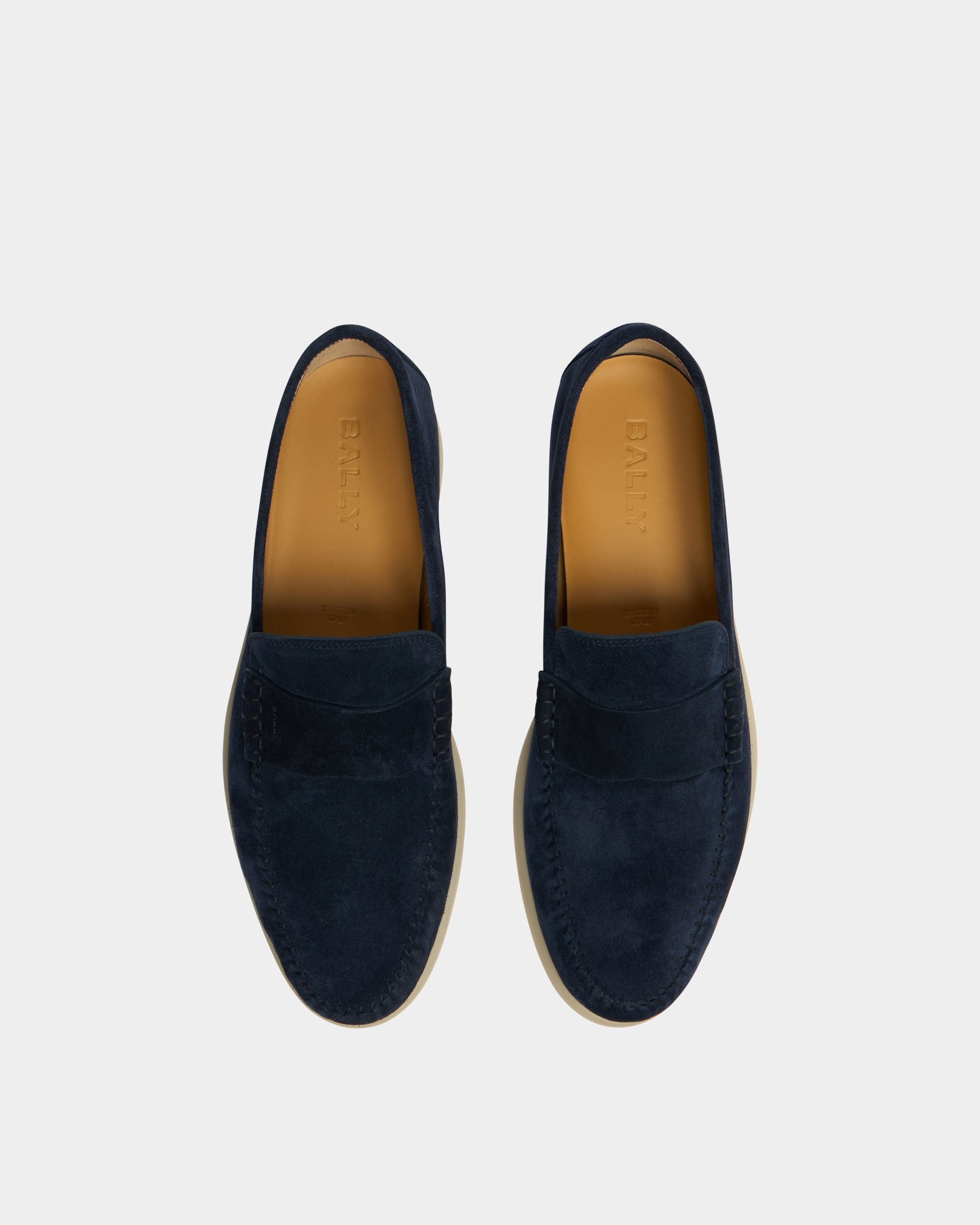 Bally Global - Switz Moc Loafer in Navy Blue Suede - Blue
