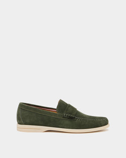 Switz Moc Loafer in Green Suede