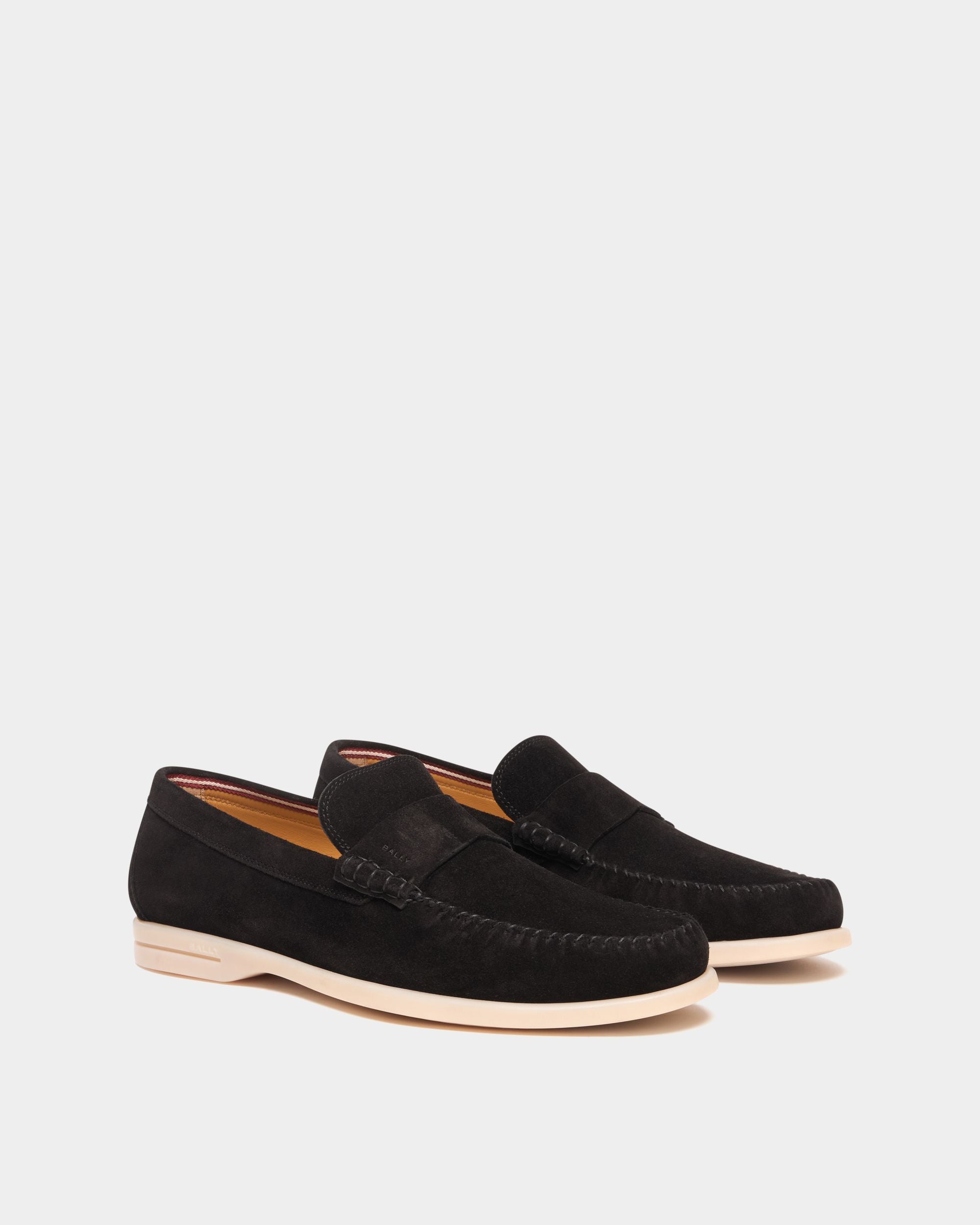 Bally Global - Switz Moc Loafer in Black Suede - Black