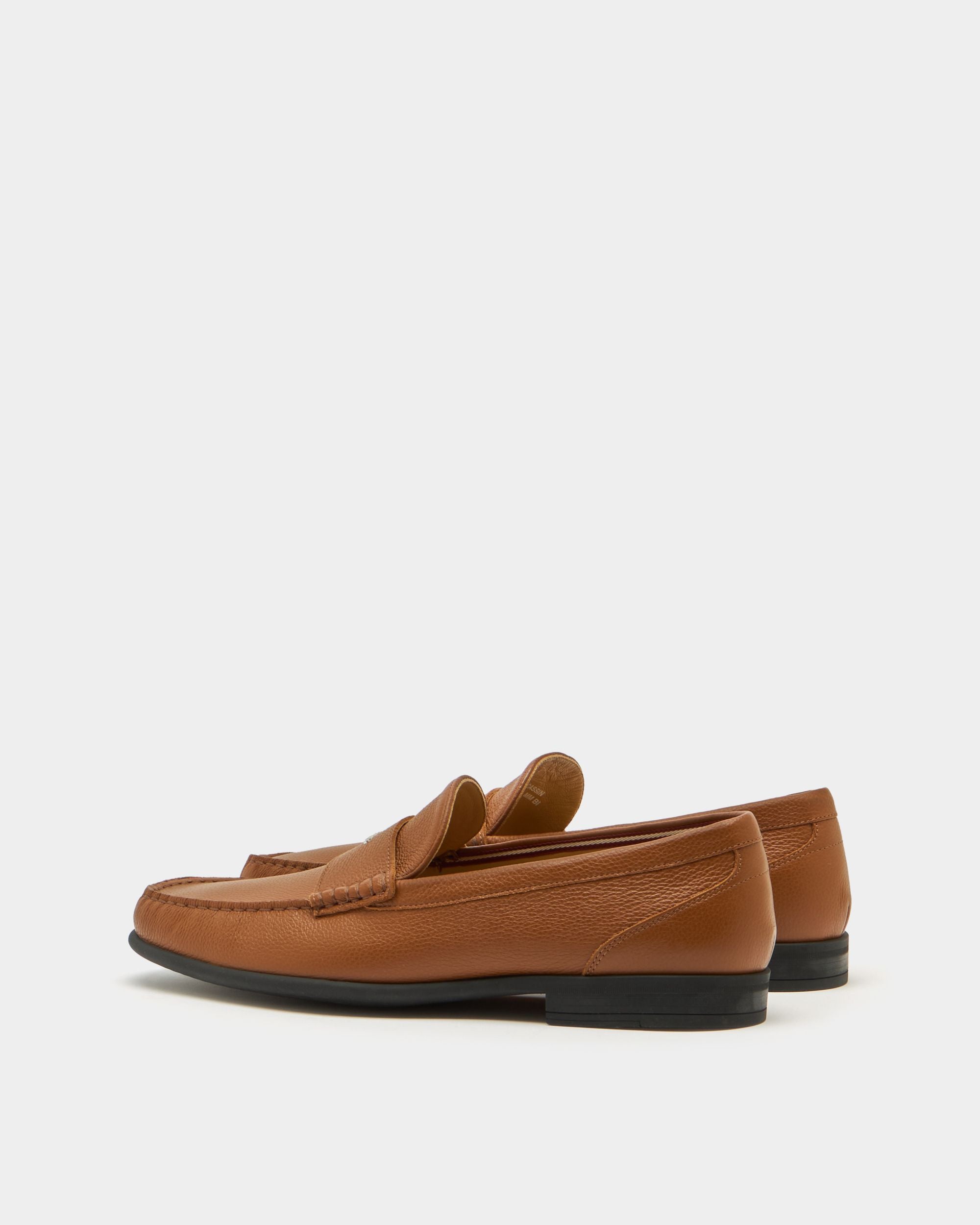 Bally Global - Drift Loafer in Amber Brown Grained Leather - Brown