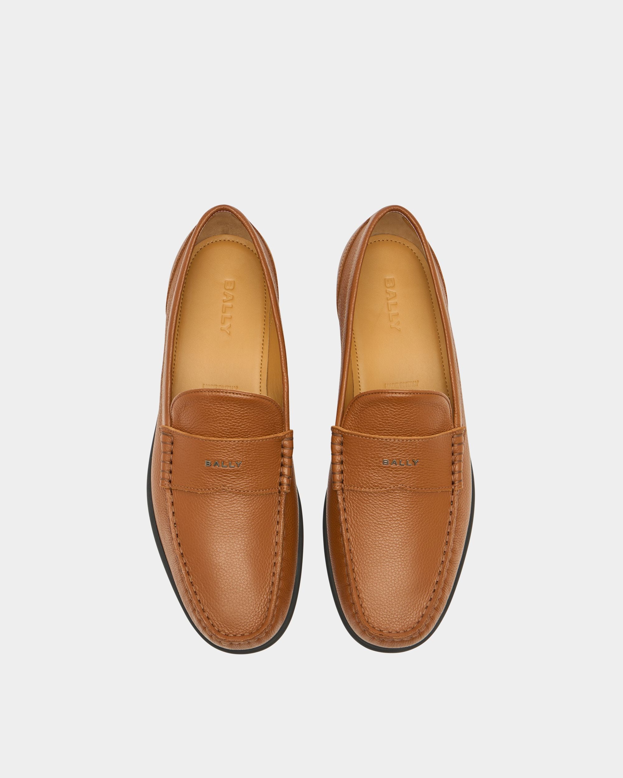 Bally Global - Drift Loafer in Amber Brown Grained Leather - Brown