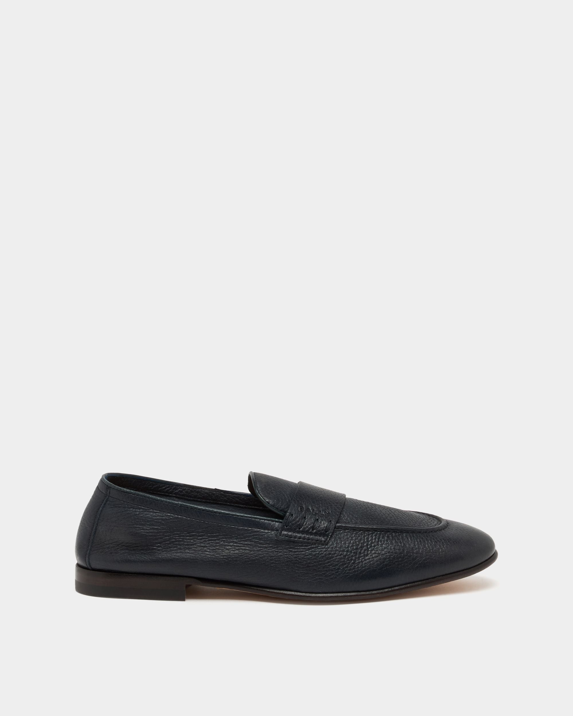 Bally Global - Elios Loafer in Blue Grained Leather - Blue