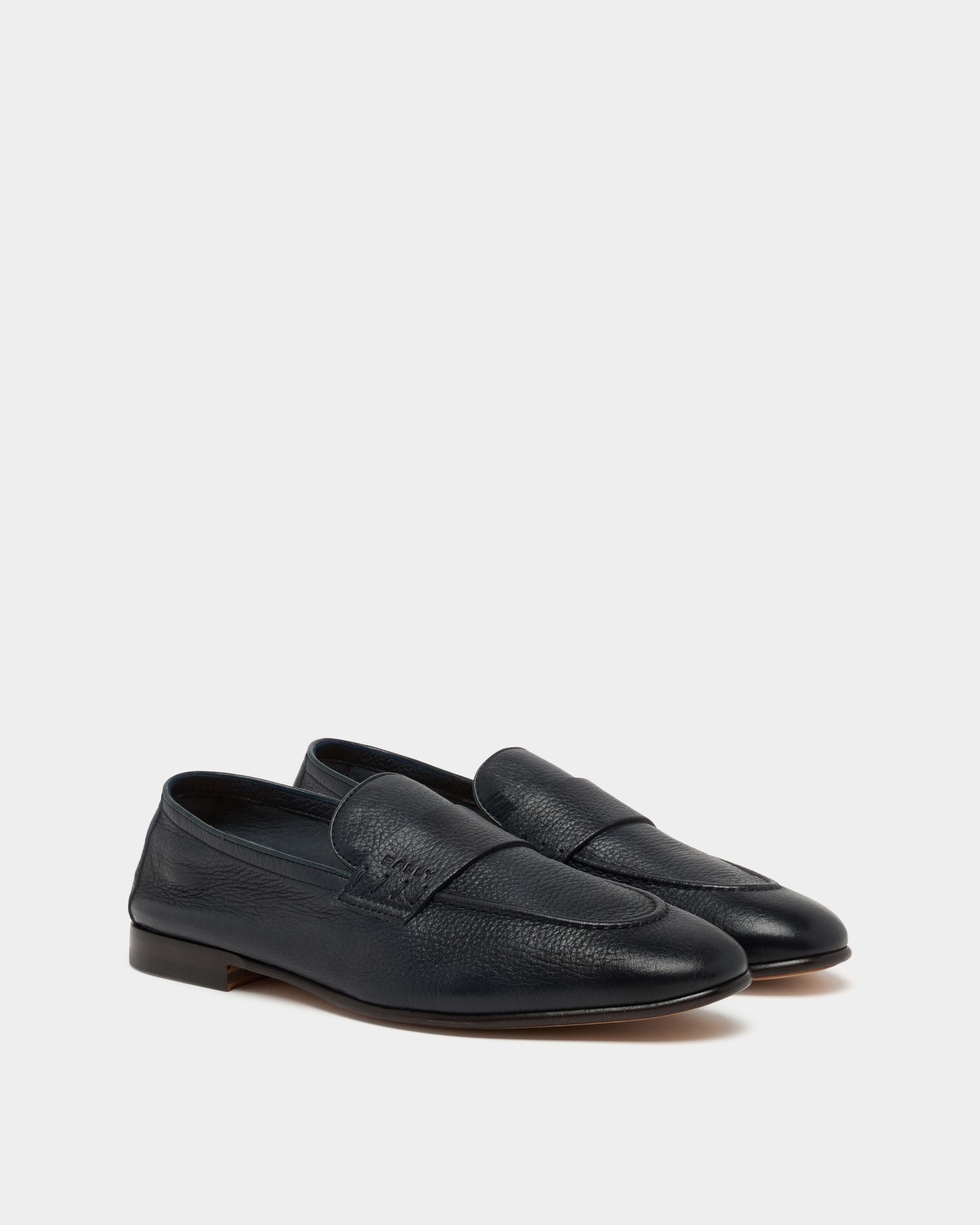 Bally Global - Elios Loafer in Blue Grained Leather - Blue
