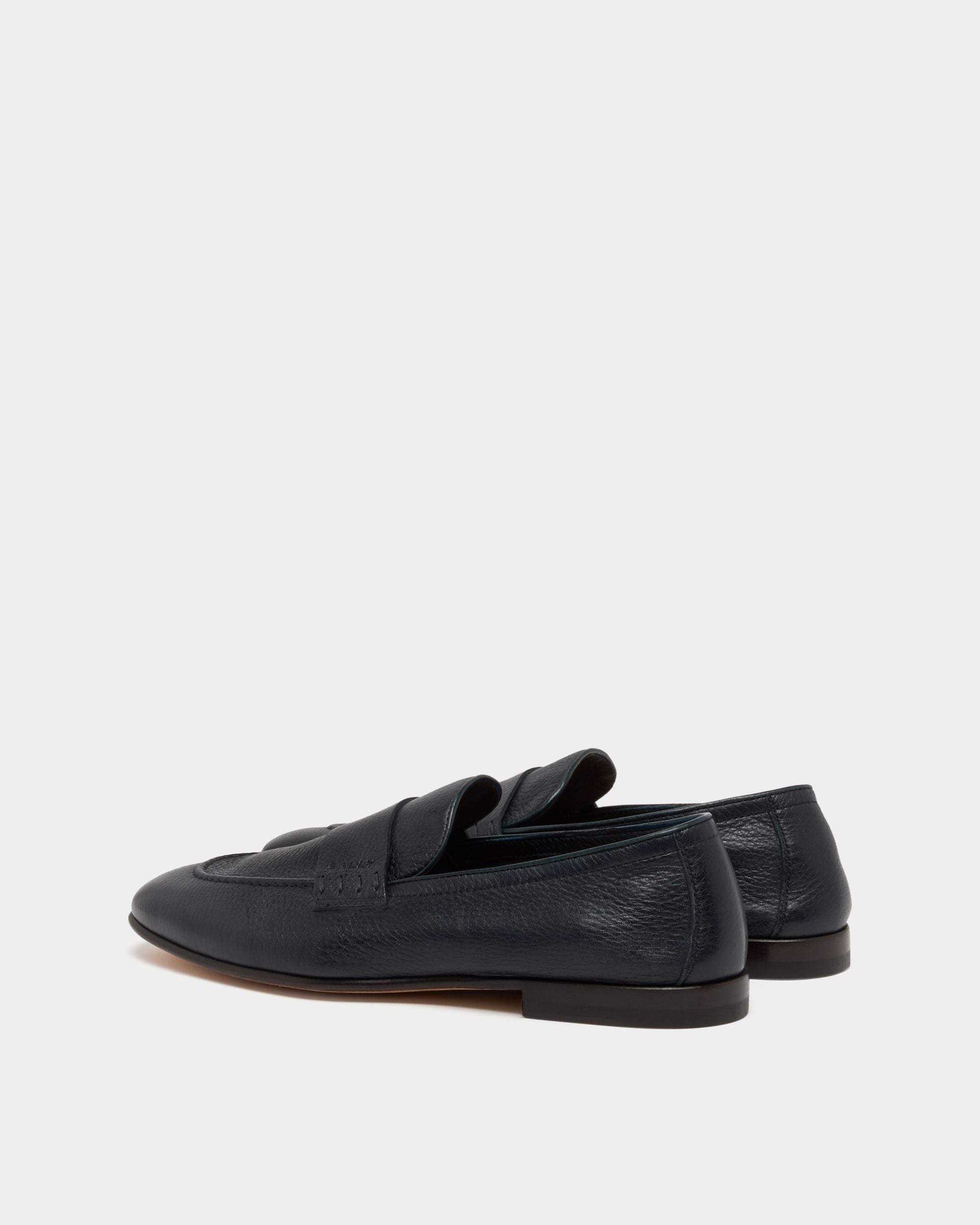 Bally Global - Elios Loafer in Blue Grained Leather - Blue