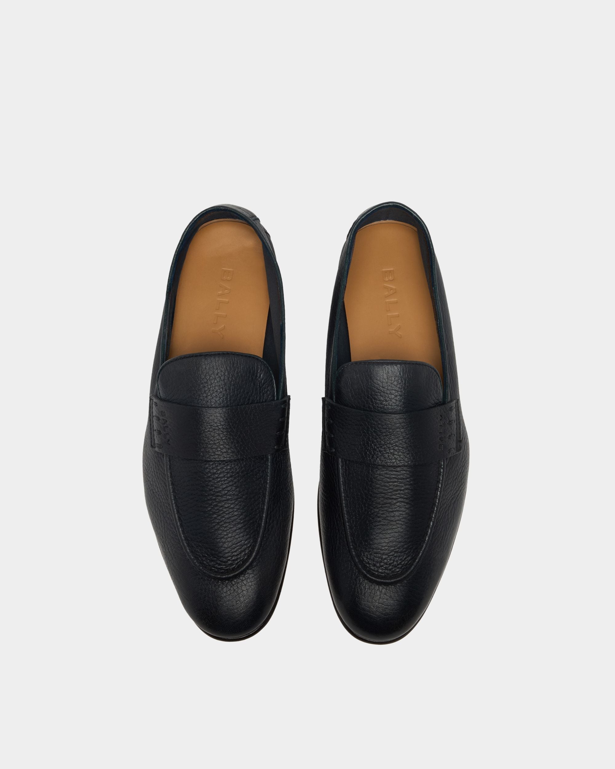 Bally Global - Elios Loafer in Blue Grained Leather - Blue