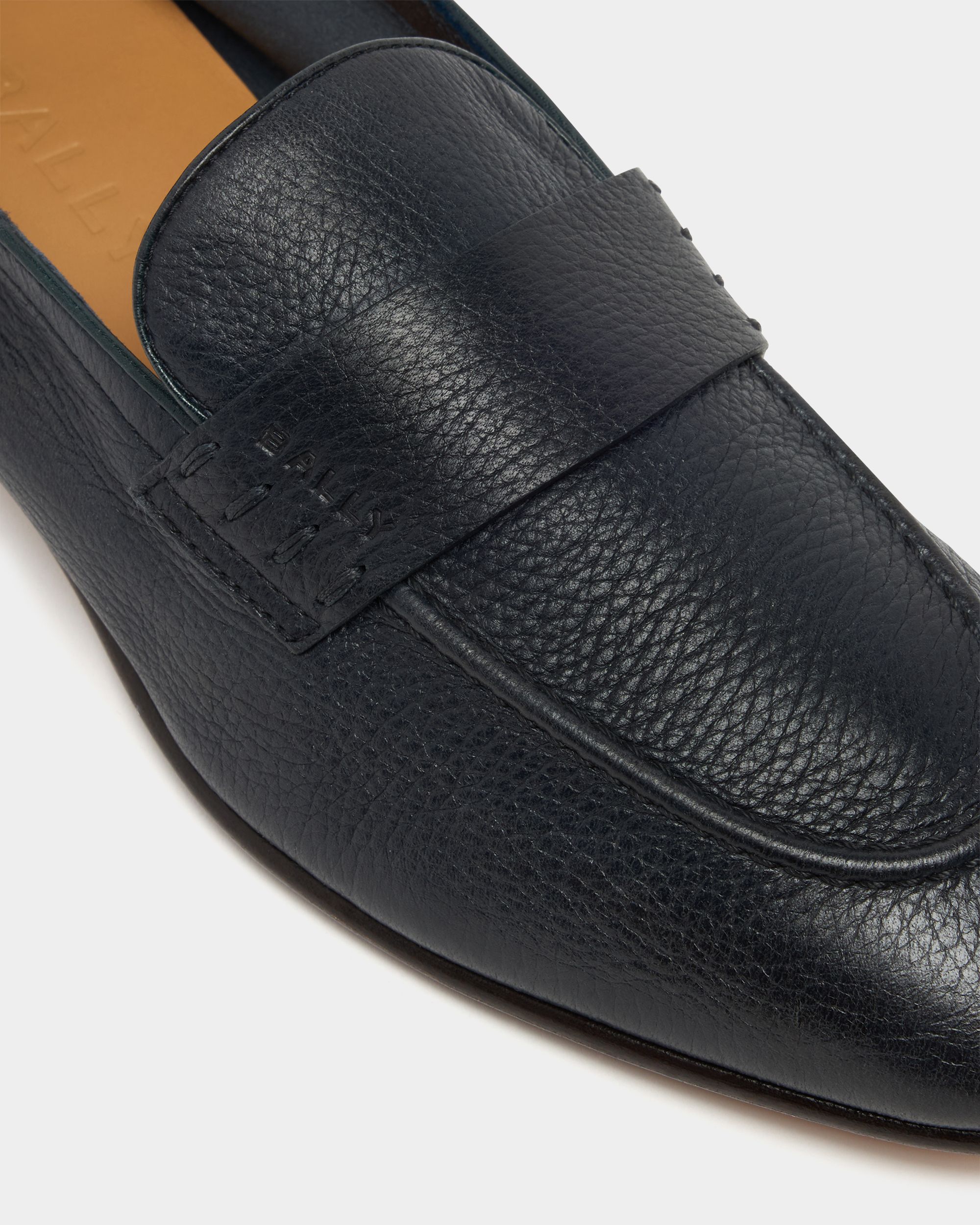 Bally Global - Elios Loafer in Blue Grained Leather - Blue