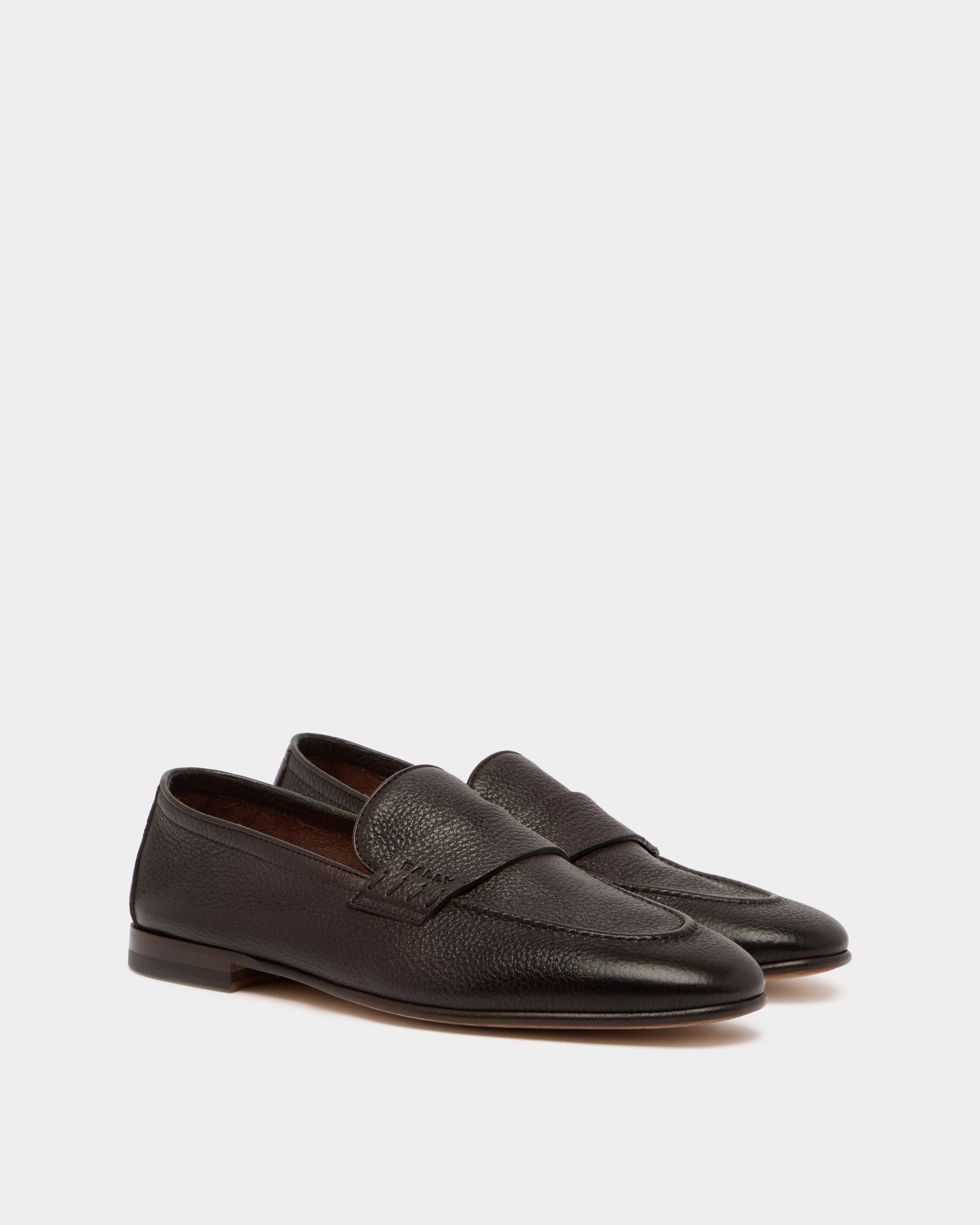 Bally Global - Elios Loafer in Brown Grained Leather - Brown