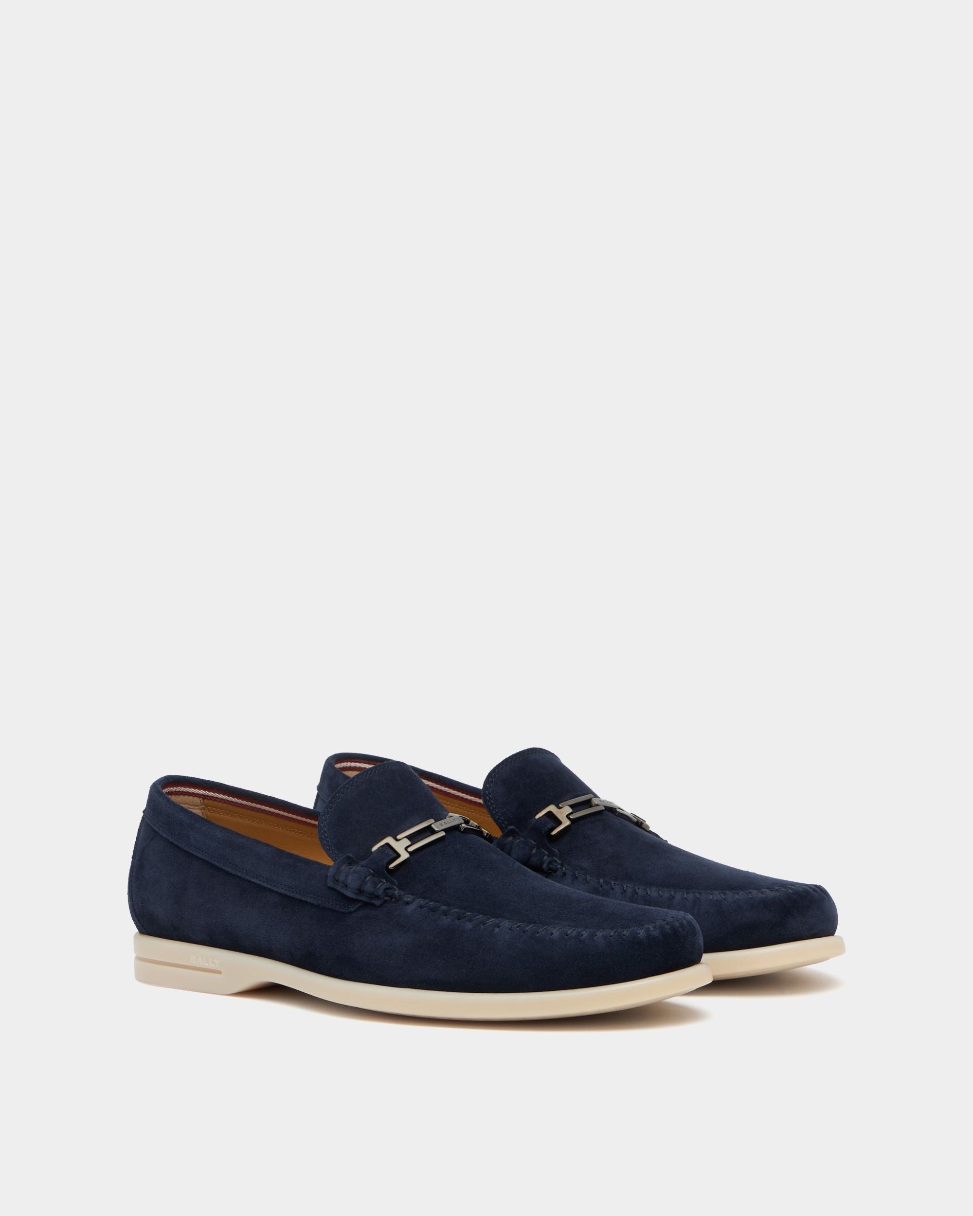 Bally Global - Switz Moc Loafer in Navy Blue Suede - Blue