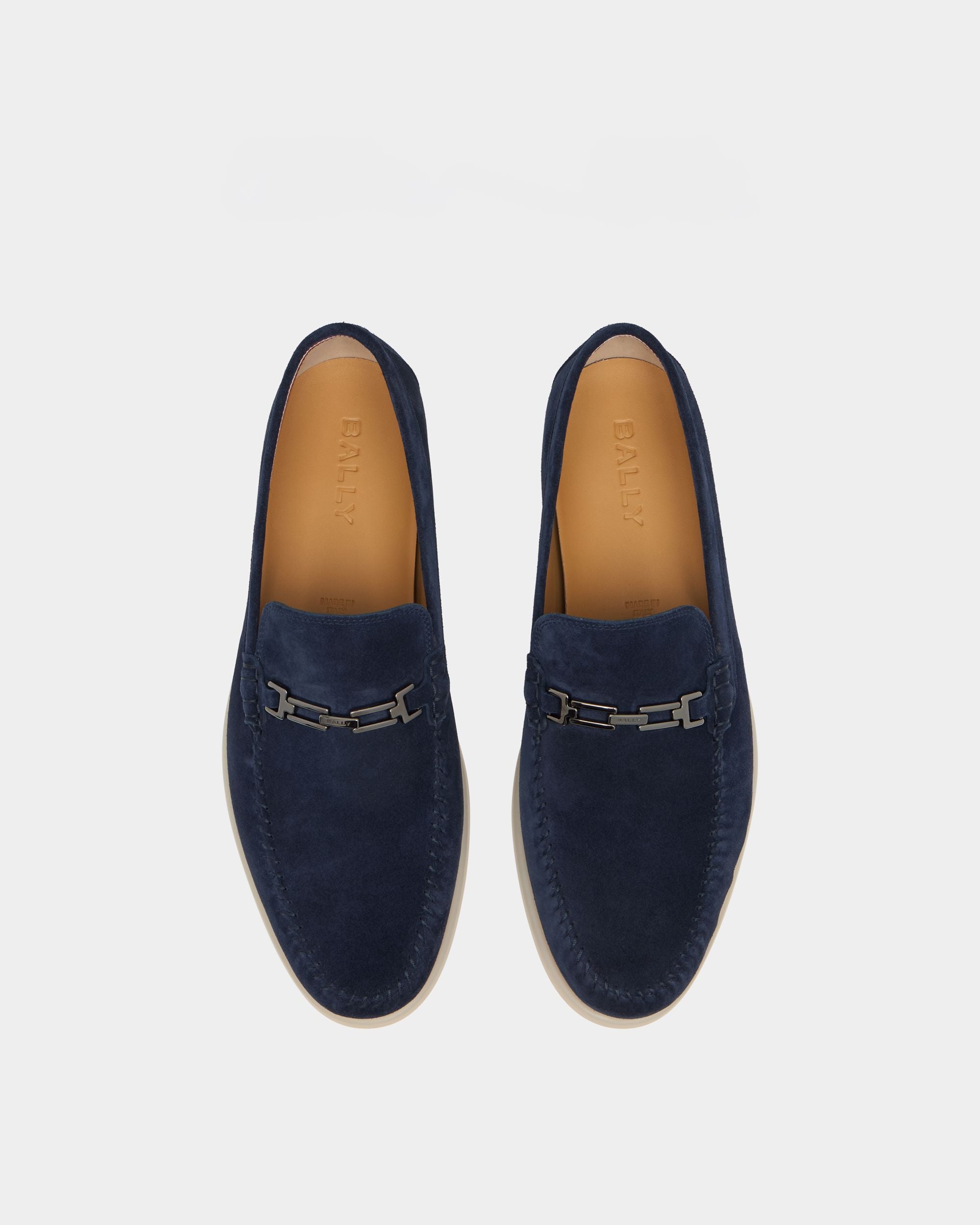 Bally Global - Switz Moc Loafer in Navy Blue Suede - Blue