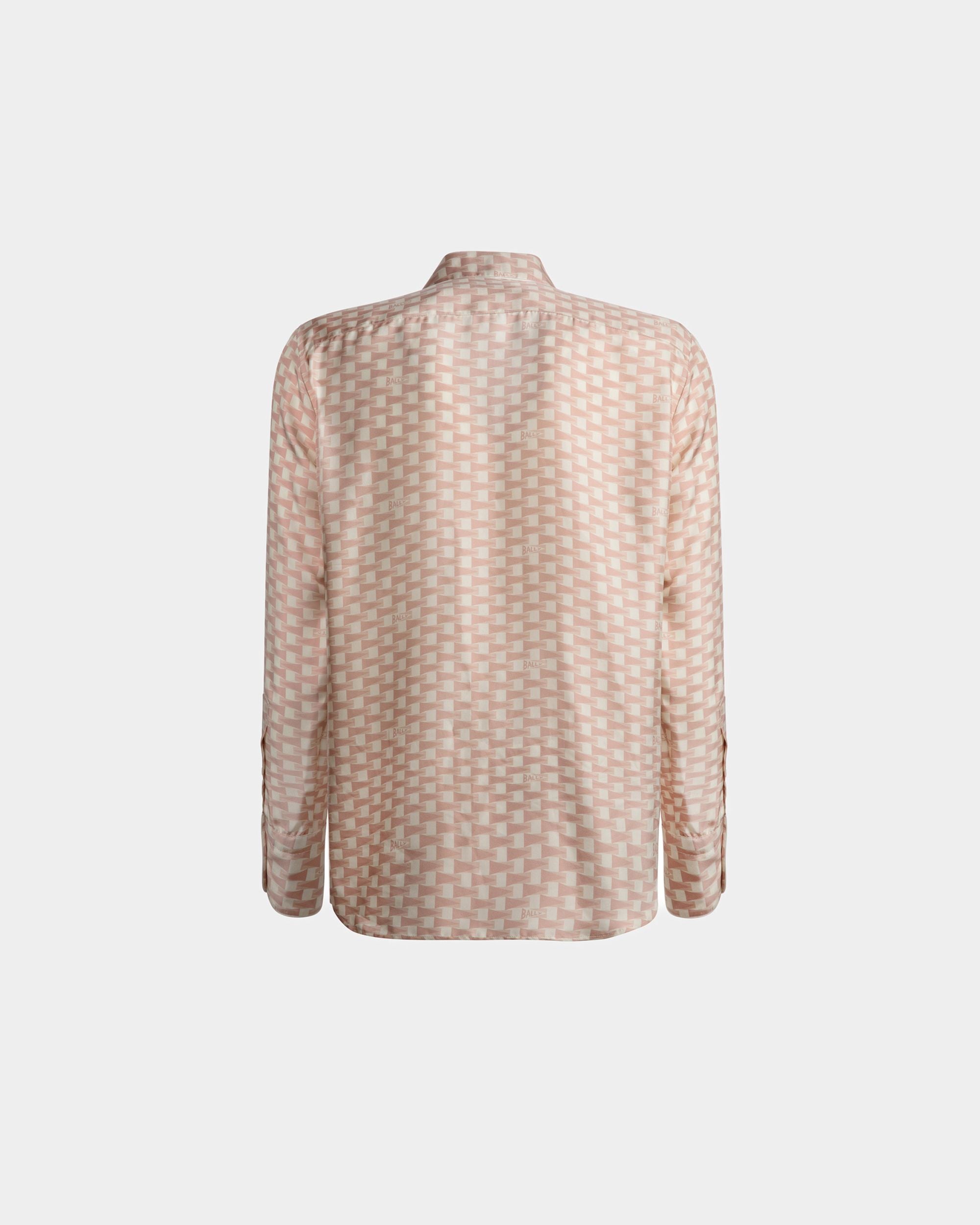 Bally Global - Pennant Print Shirt In Dusty Petal Silk - Pink