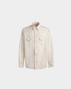 Camisa Desteñida De Denim Color Hueso