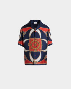 Camisa De Seda Multicolor Estampada